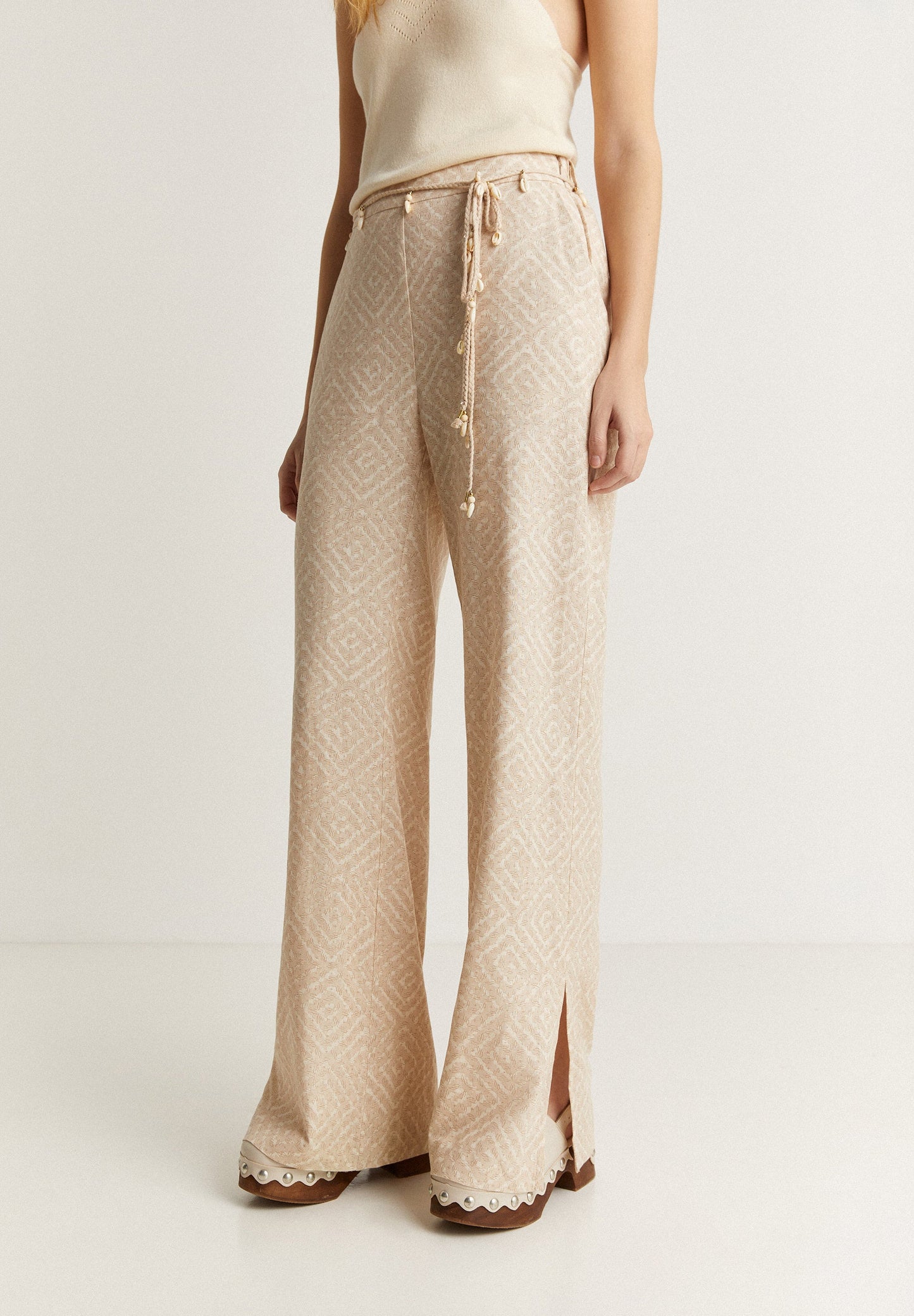 PRINTED LINEN TROUSERS