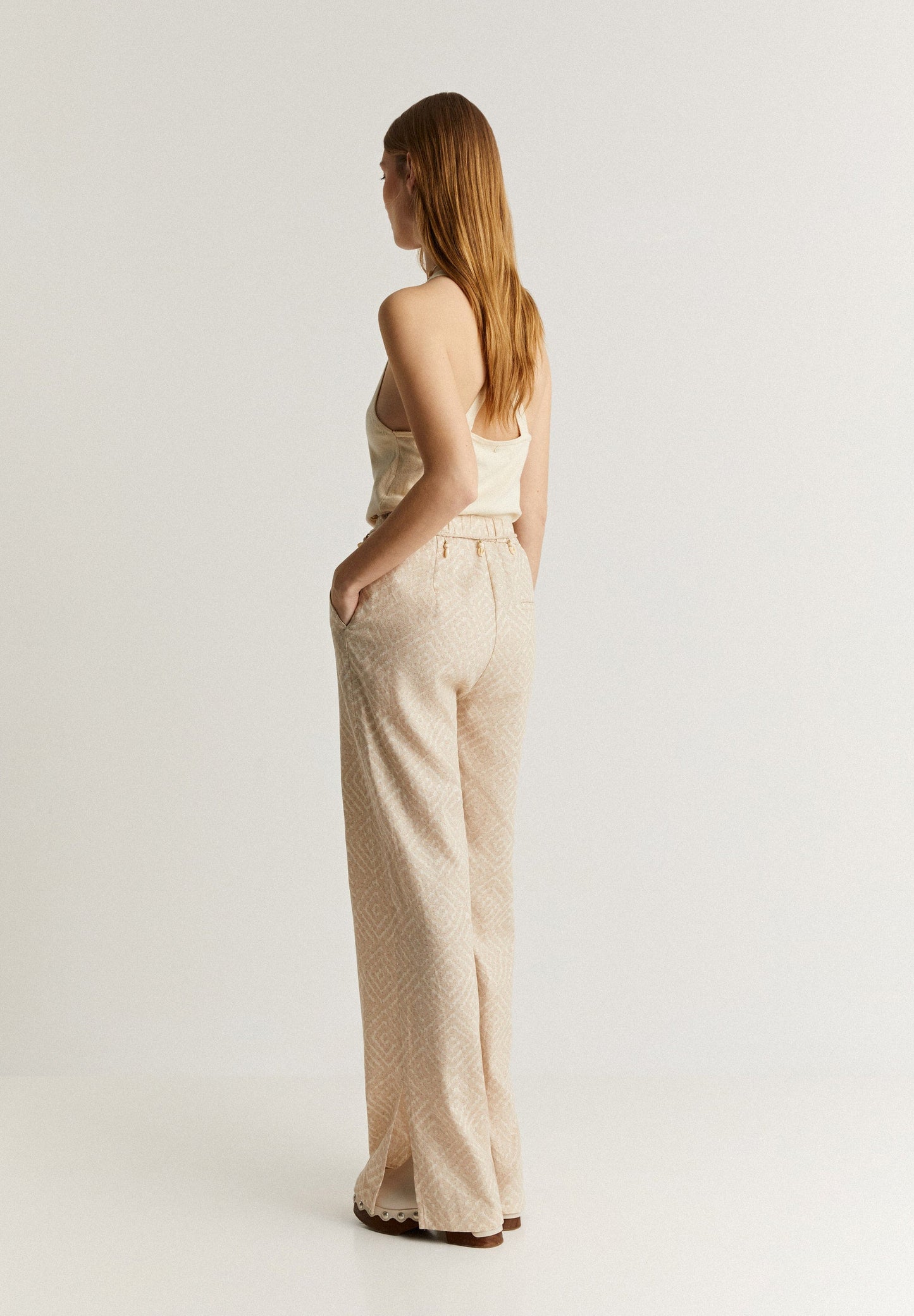 PRINTED LINEN TROUSERS