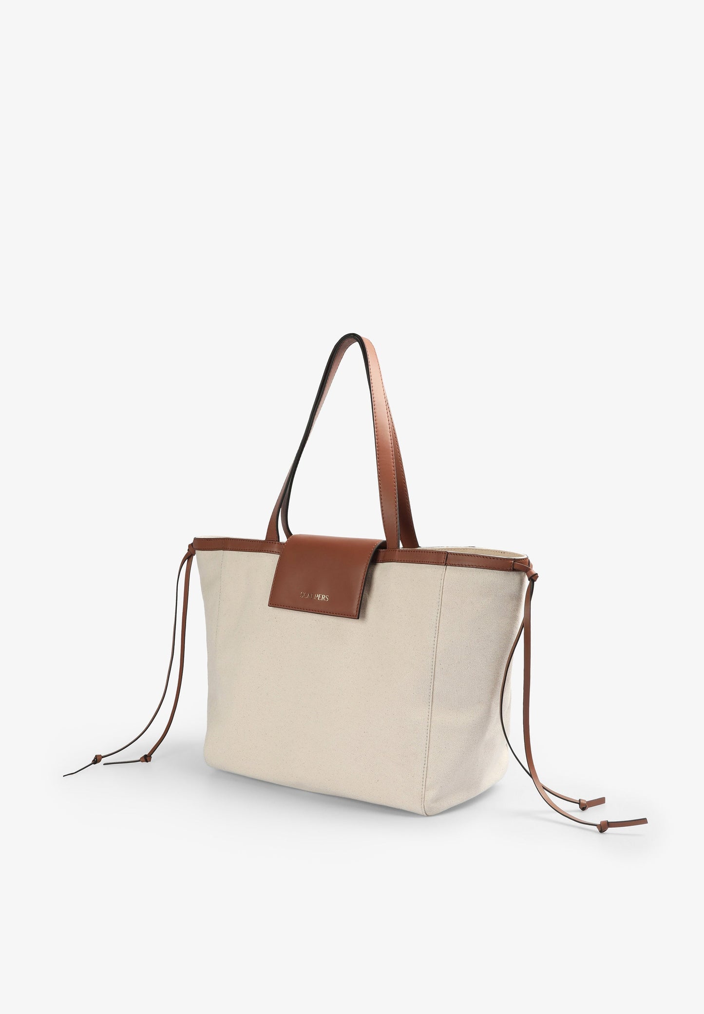CANVAS TOTE BAG WITH LEATHER DETAILS