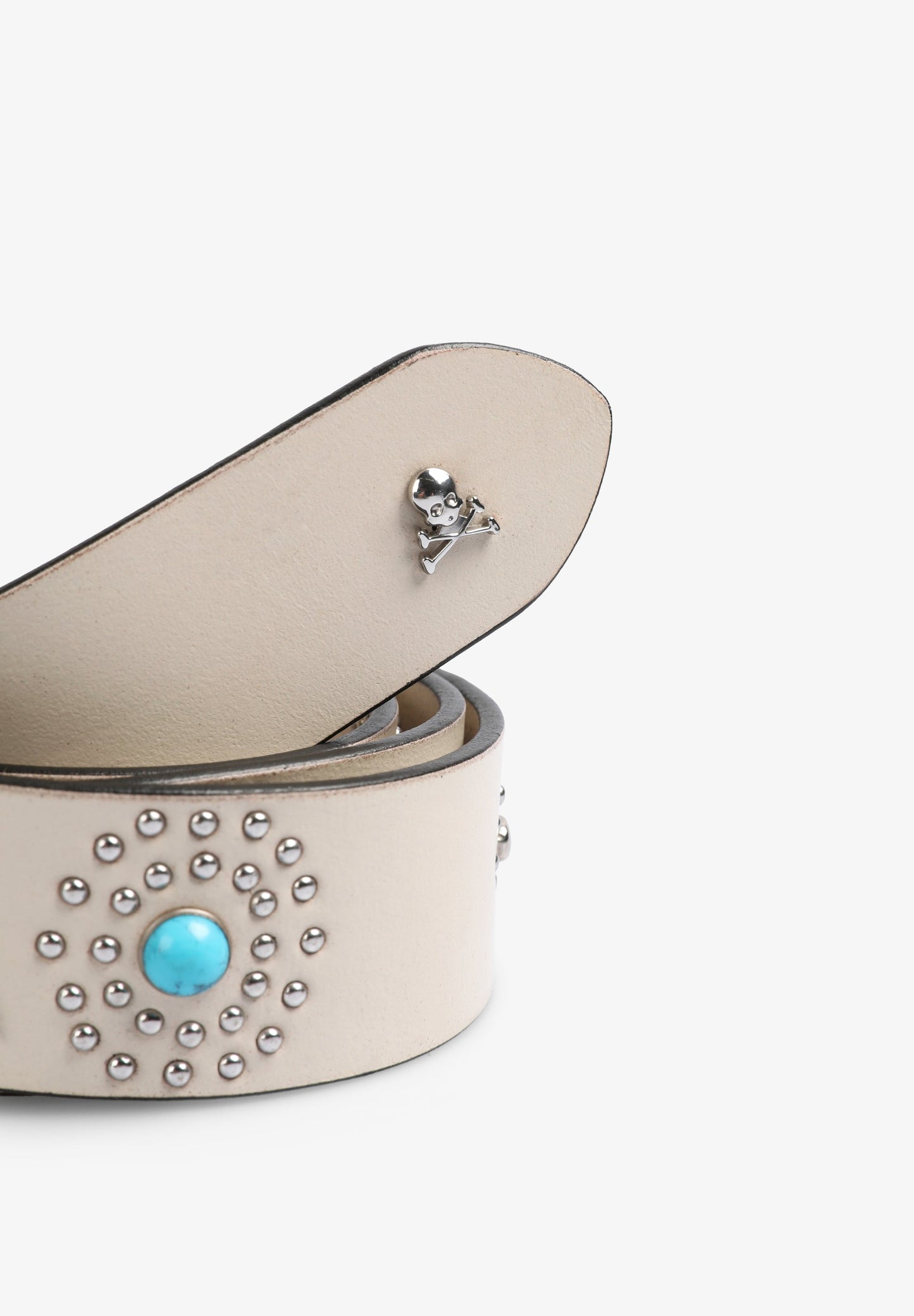 STUDDED LEATHER BELT WITH STONES DETAIL