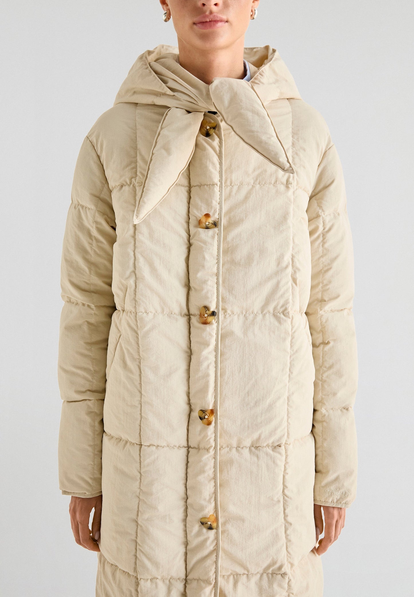 BOW HOODIE PUFFER COAT