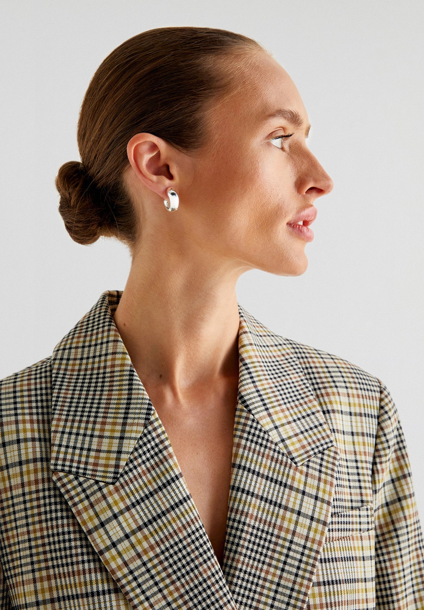 DOUBLE-BREASTED BLAZER WITH CHECK PRINT