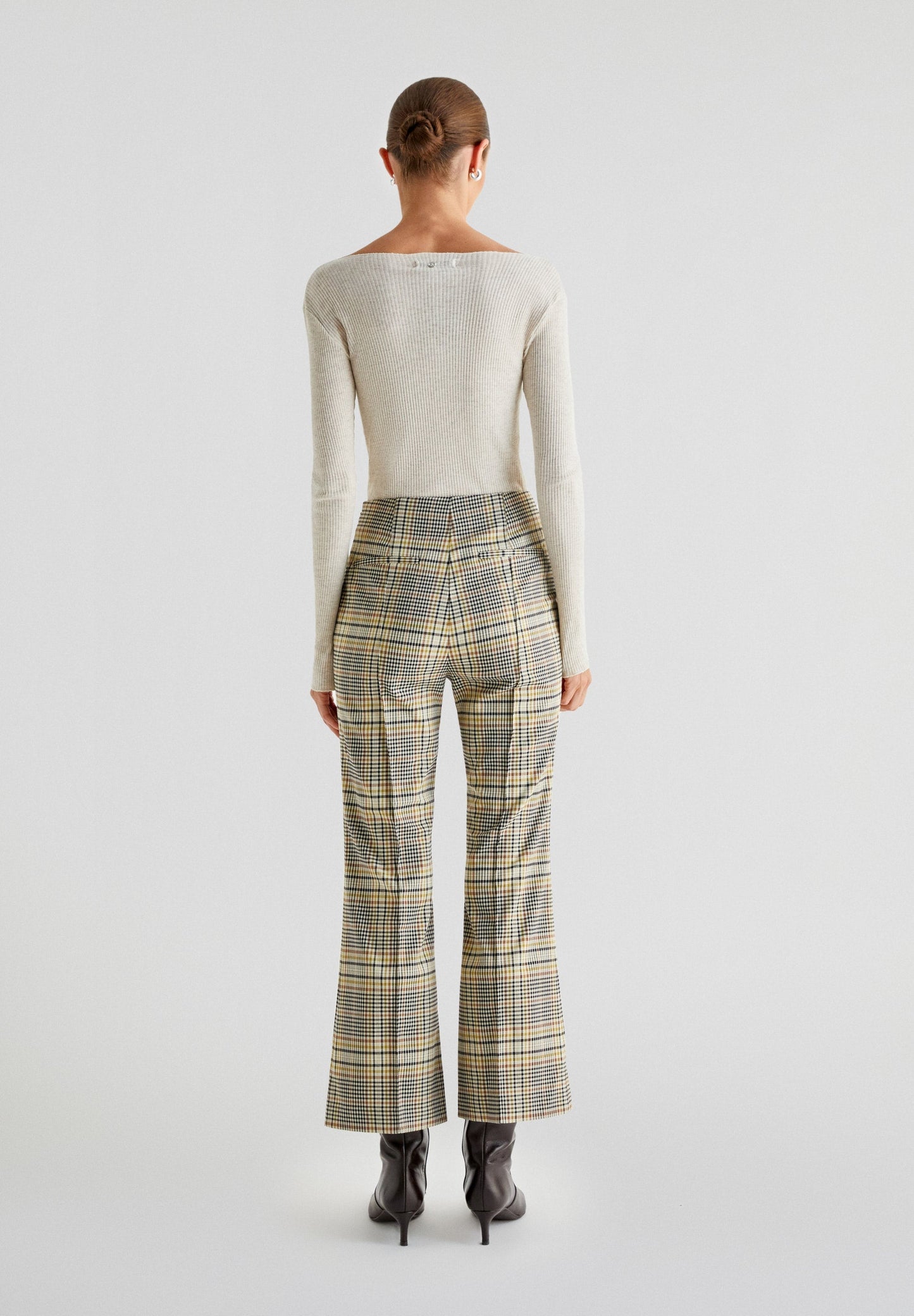 ANKLE FLARE CHECK TROUSERS