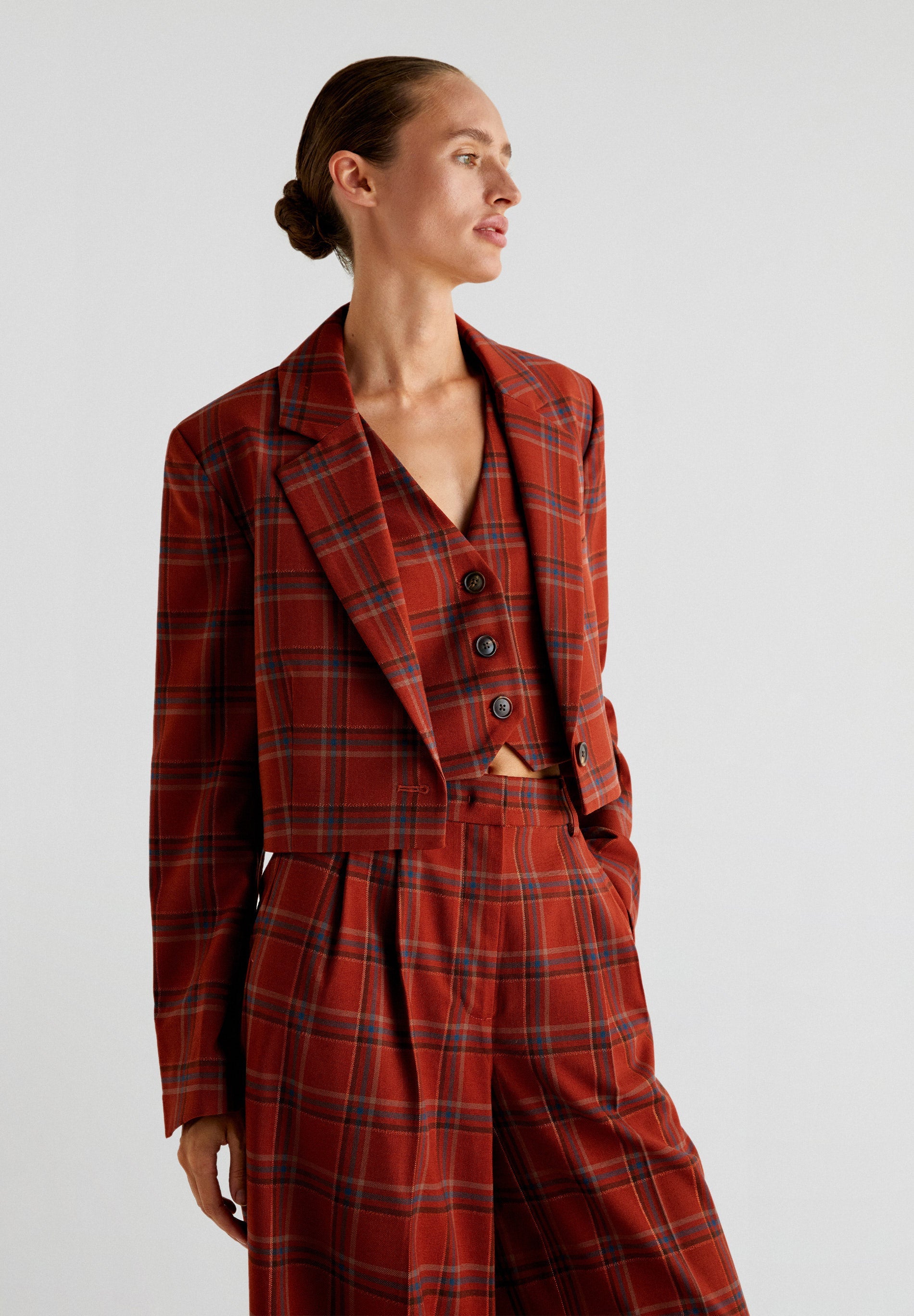 TERRACOTTA CHECK BLAZER