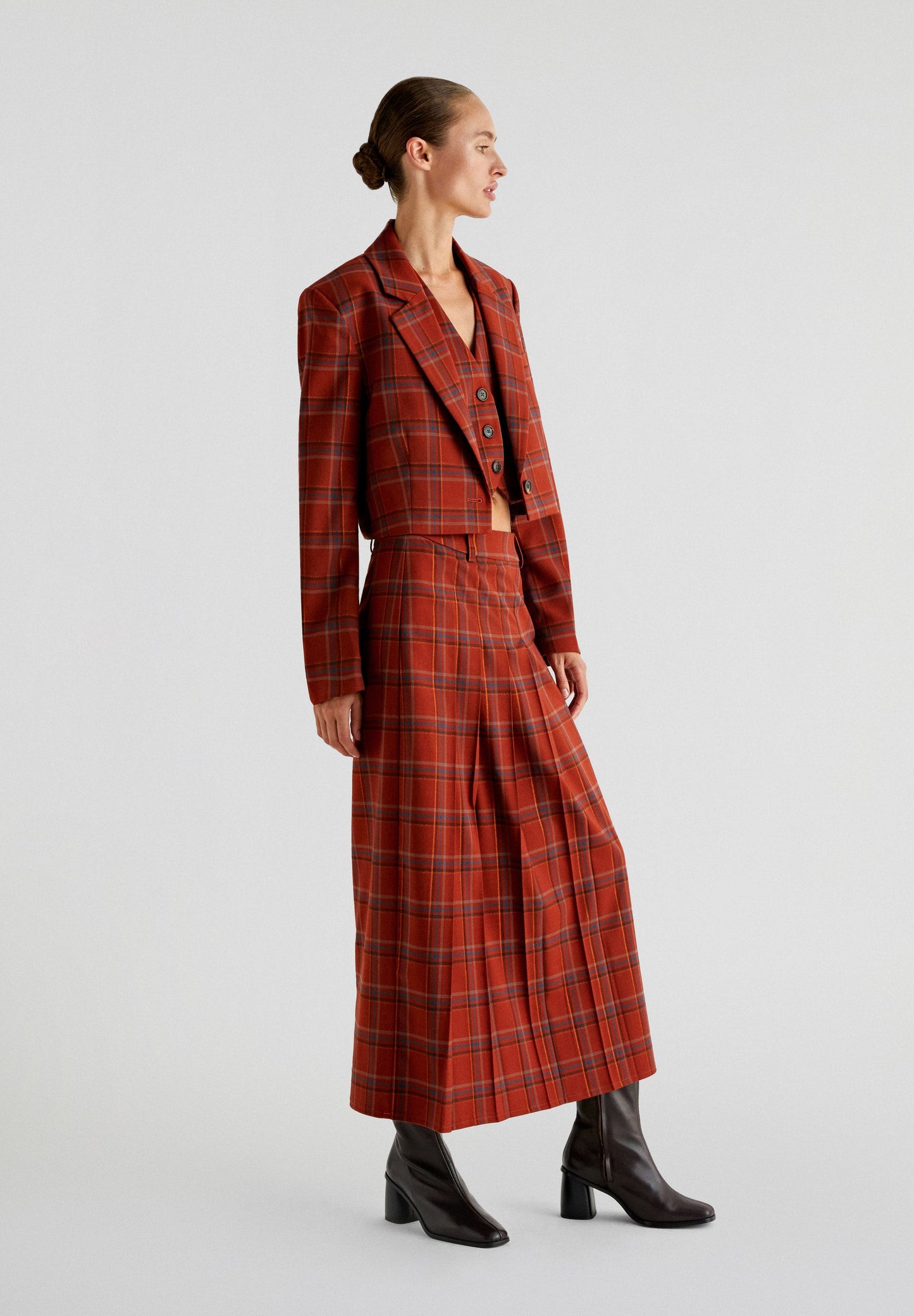 TERRACOTTA CHECK SKIRT