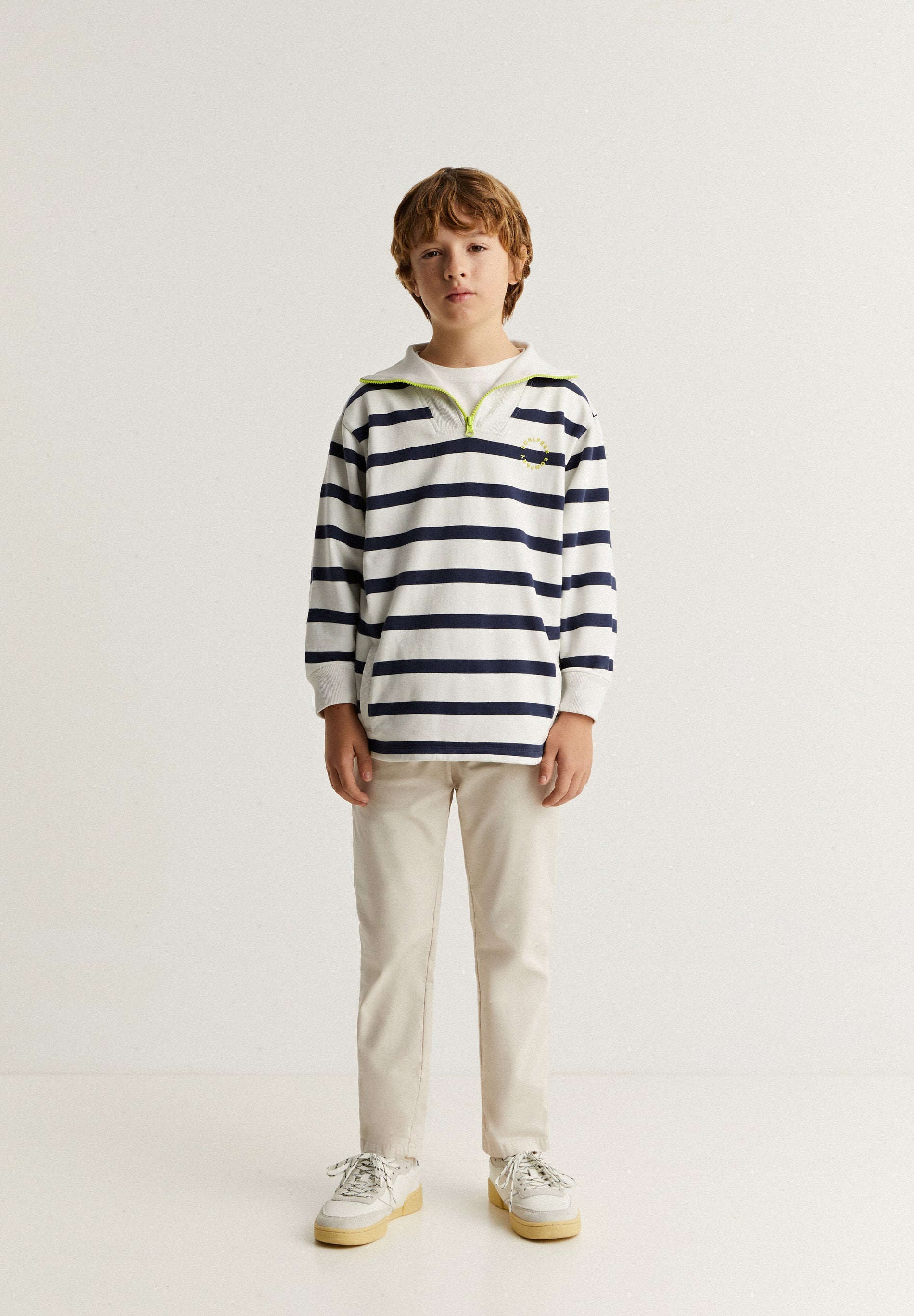 SWEATSHIRT WITH STRIPES AND ZIP DETAIL
