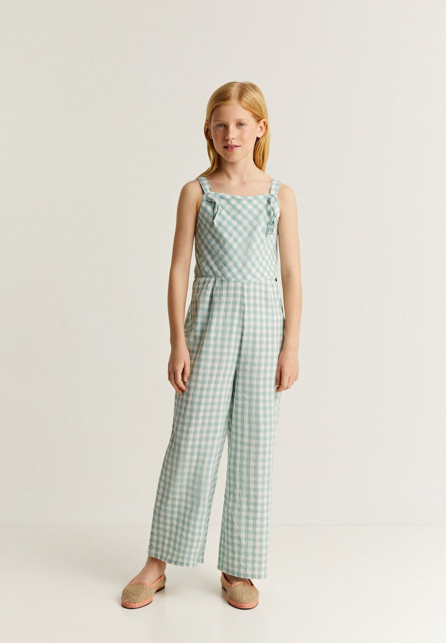 TEXTURED GINGHAM DUNGAREES