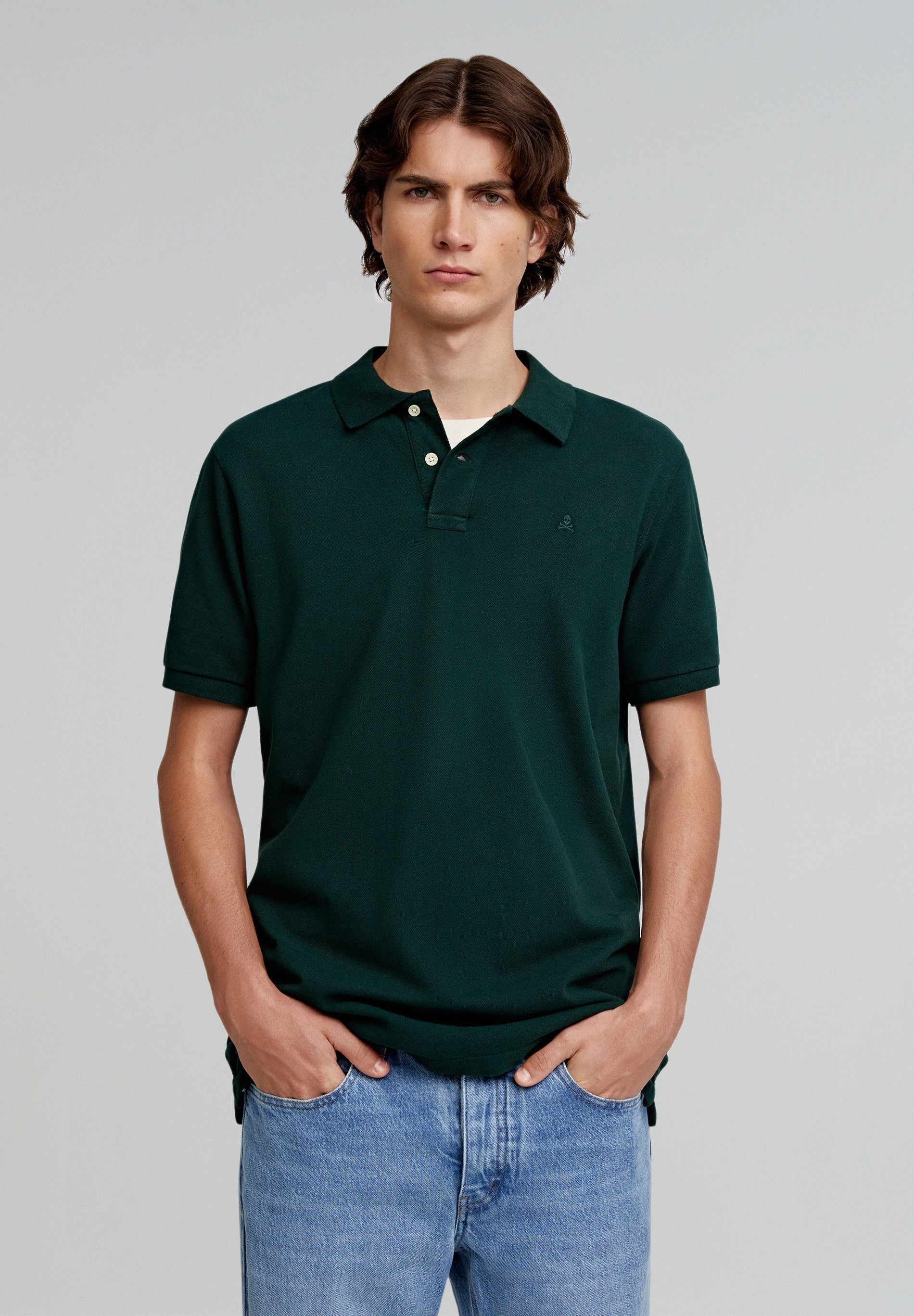 BASIC POLO SHIRT WITH SKULL DETAIL