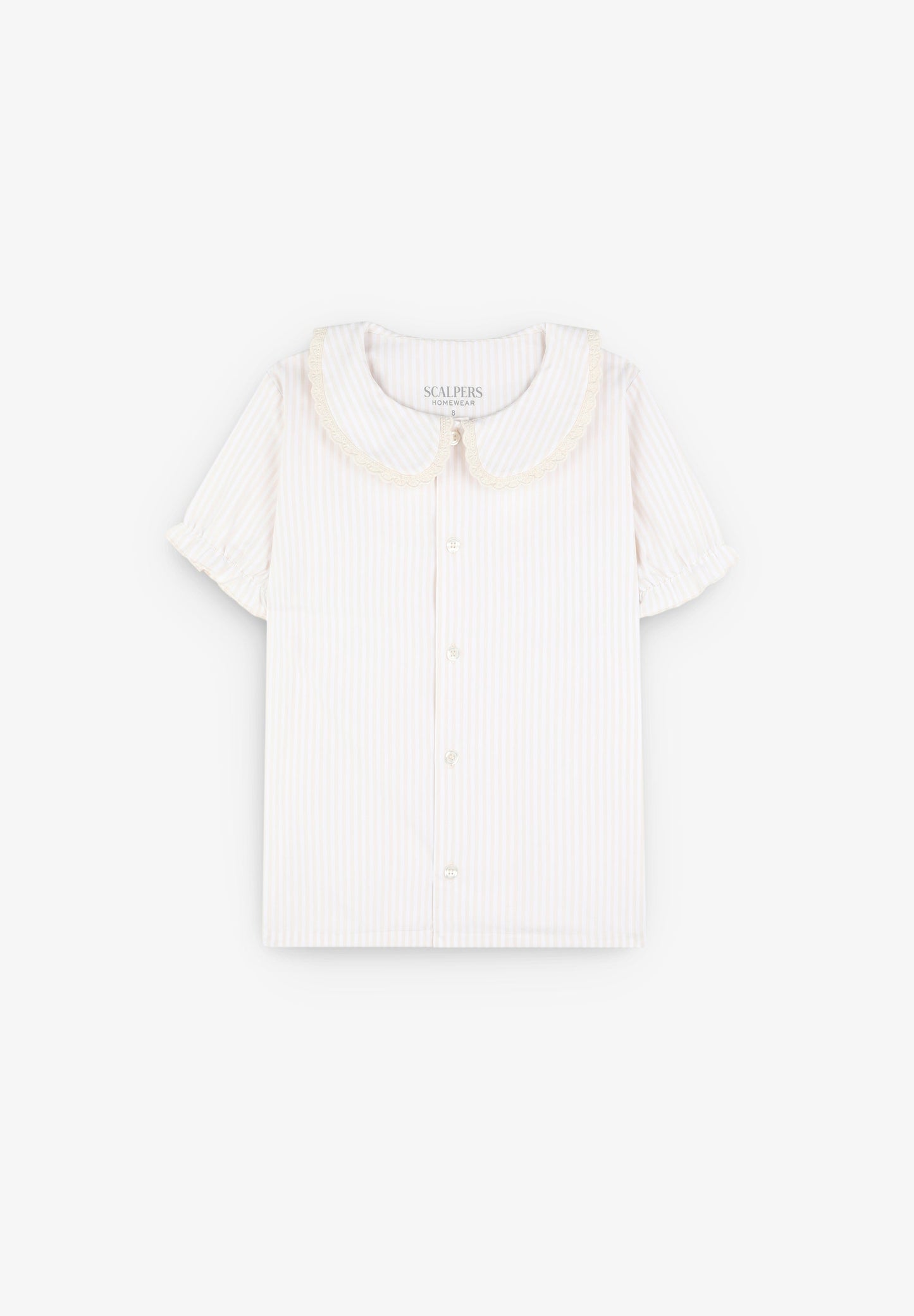 PIJAMA RAYAS CUELLO TIRA BORDADA - Scalpers