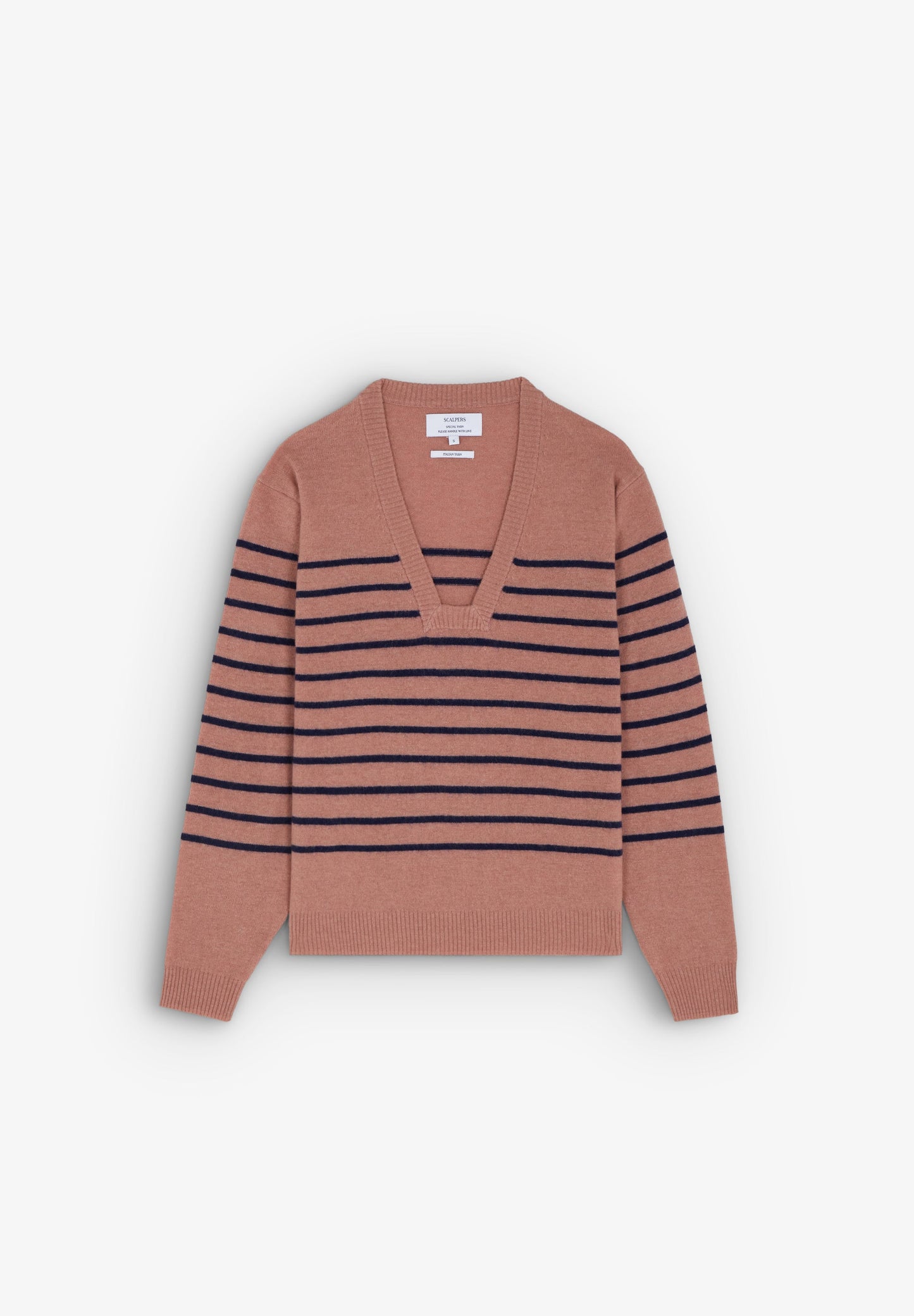 STRIPED SQUARE-CUT NECKLINE SWEATER