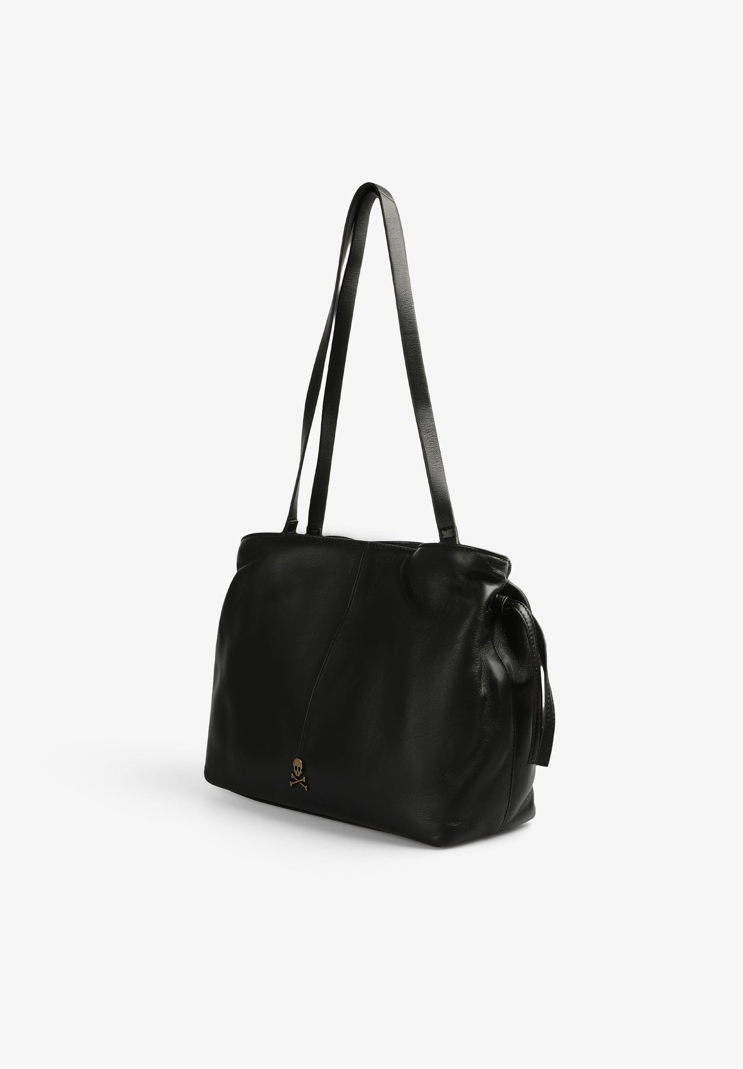 LEATHER BAG WITH DRAWSTRING STRAPS