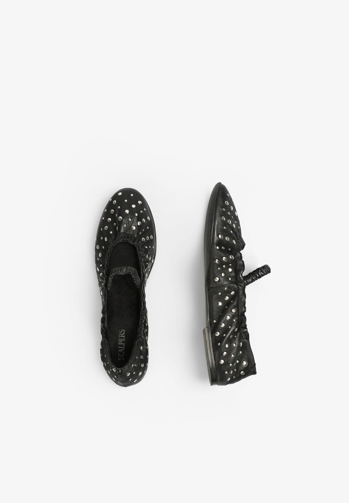 SCALPERS X LOVE STORIES LEATHER BALLET FLATS WITH STUDS