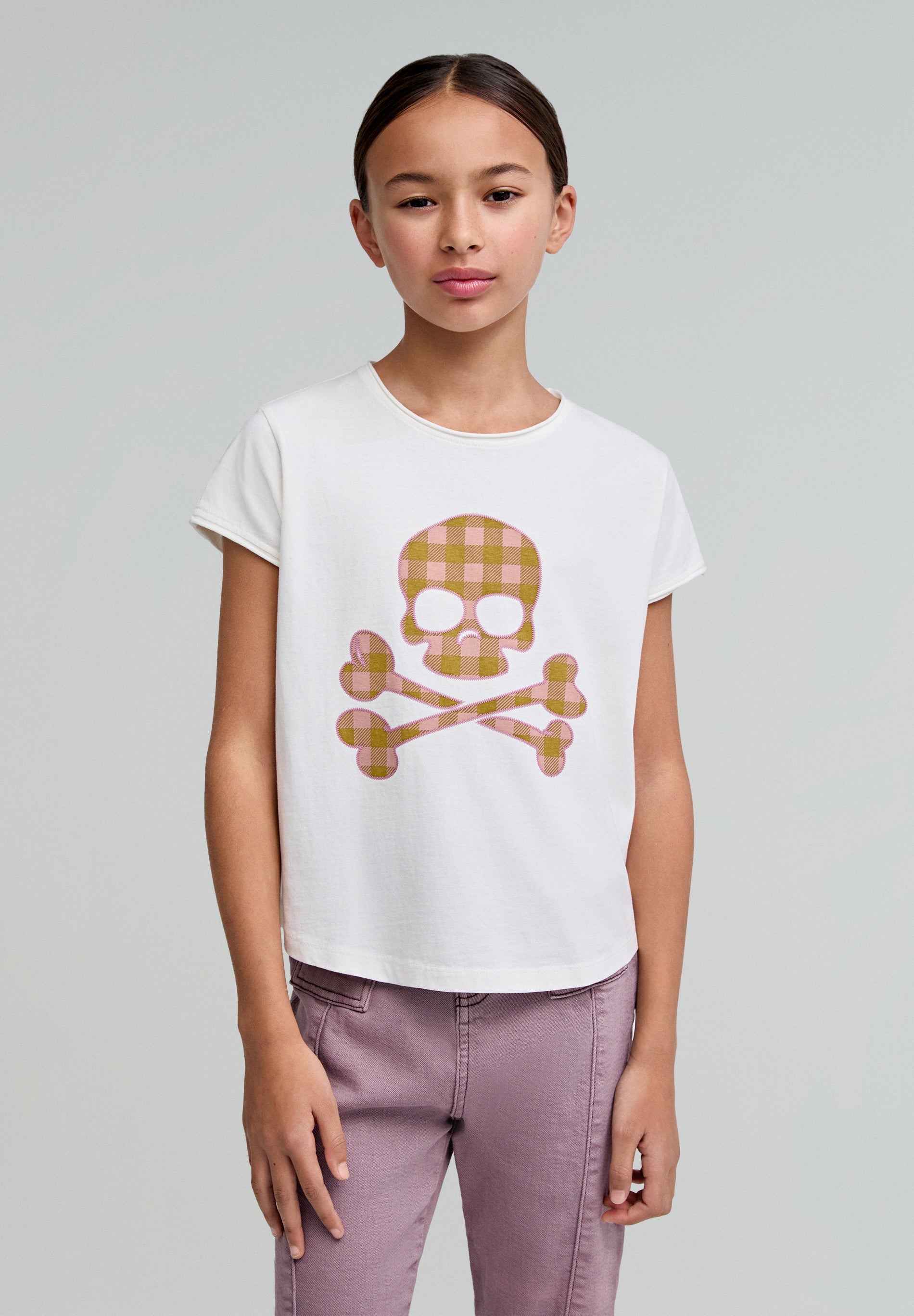 VICHY SKULL TEE GIRLS