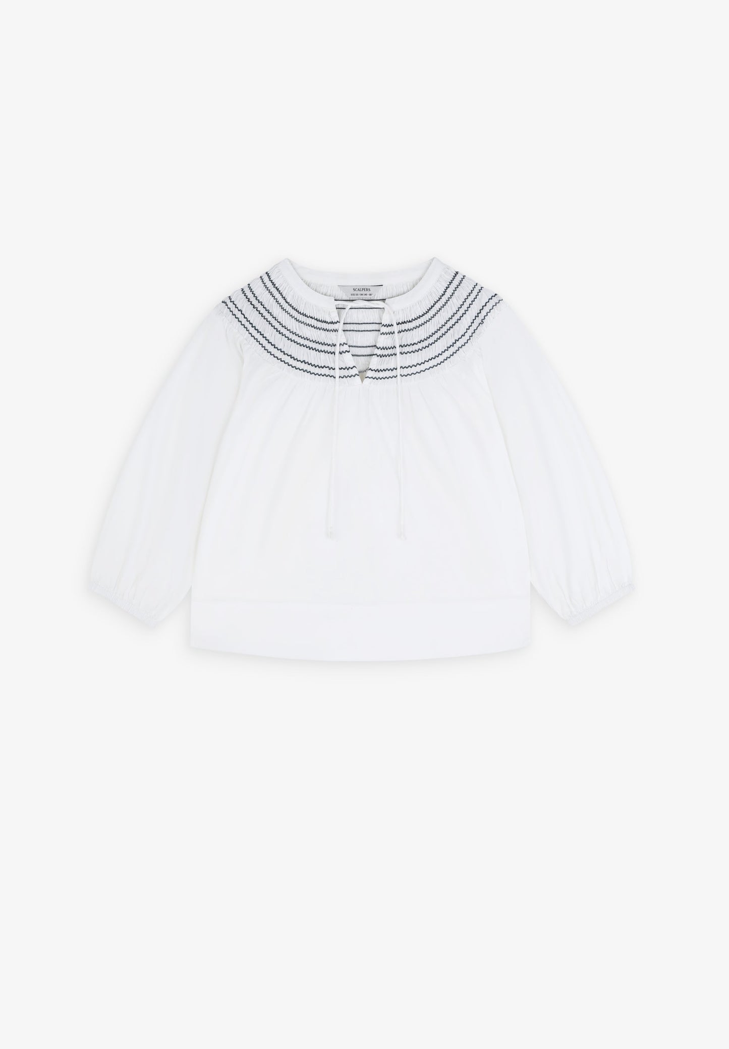 SMOCKED COLLARED BLOUSE