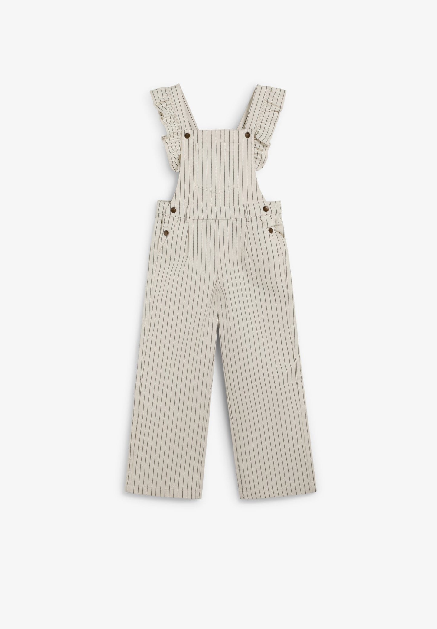 STRIPED DUNGAREES WITH RUFFLE