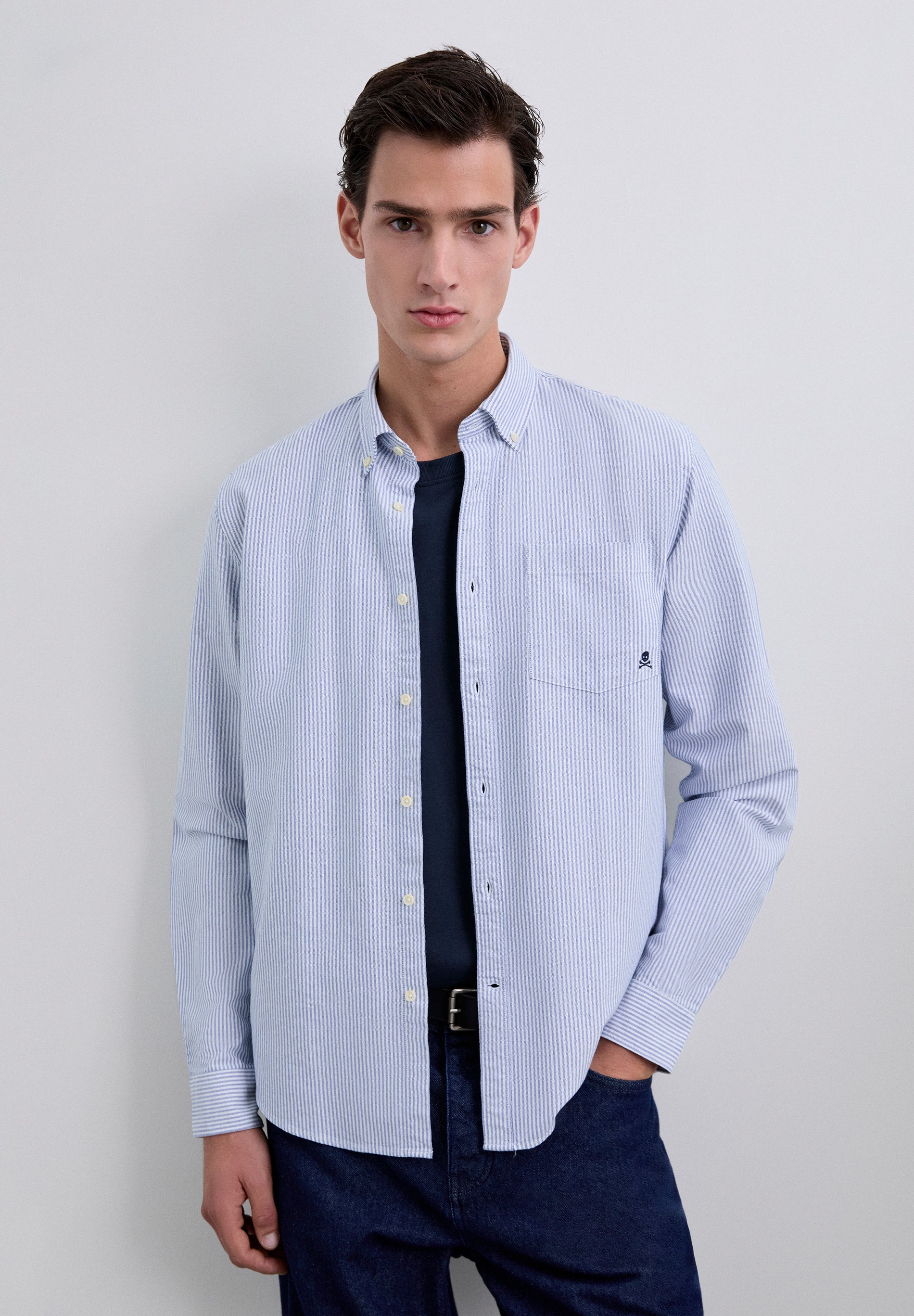 BUTTON COLLAR SKULL SHIRT