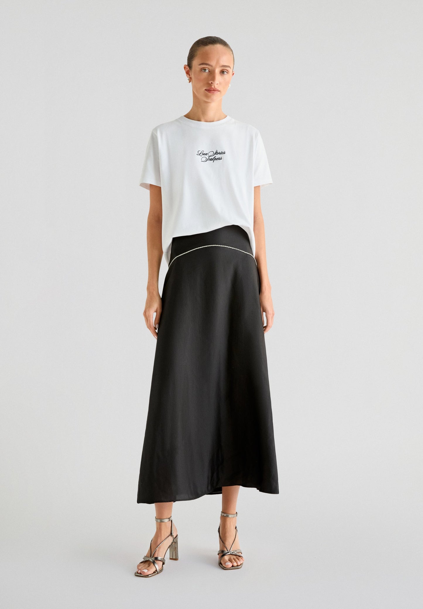 LOVE STORIES X SCALPERS SATIN SKIRT WITH CRYSTAL DETAILS