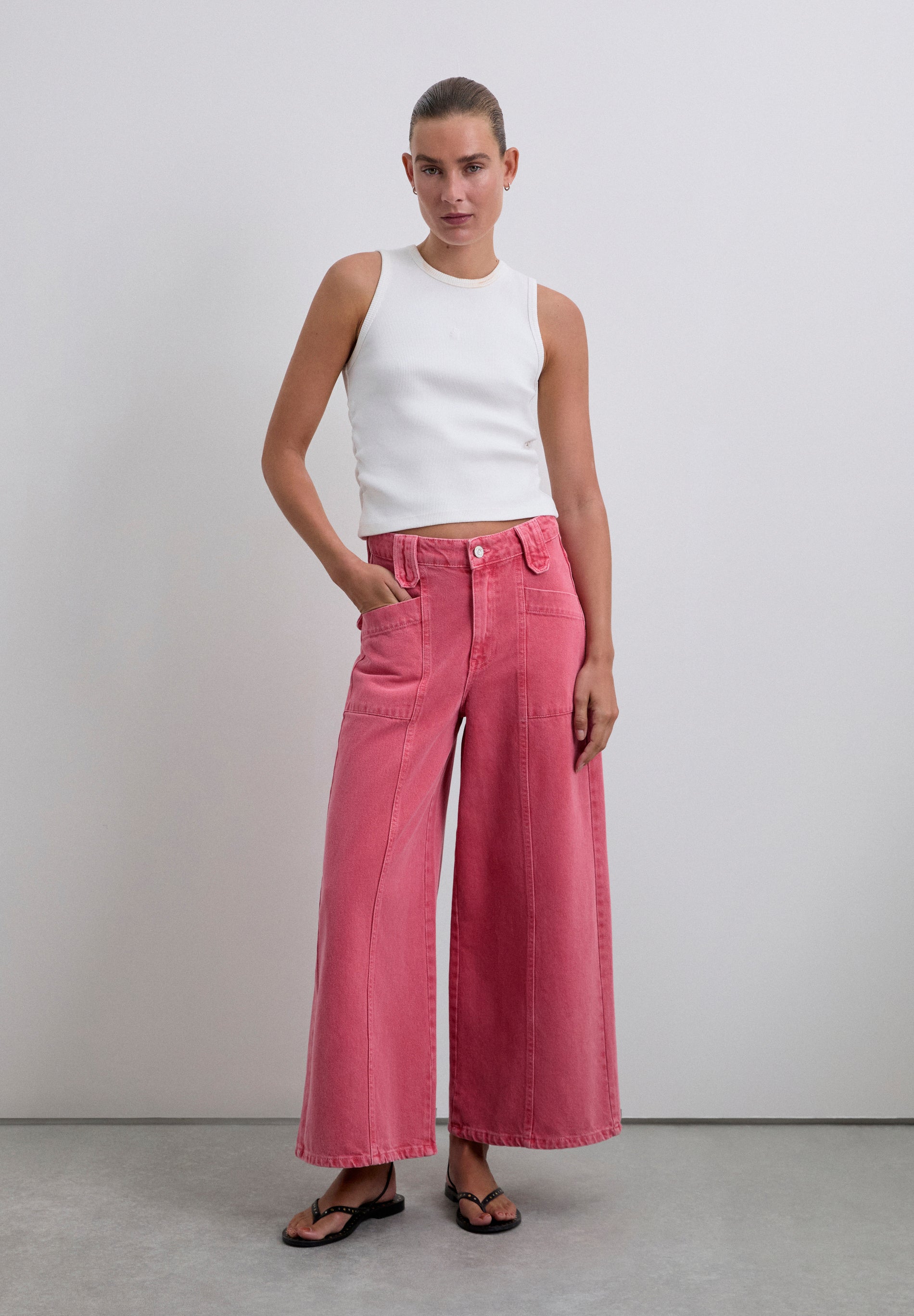 FADED EFFECT CULOTTES JEANS