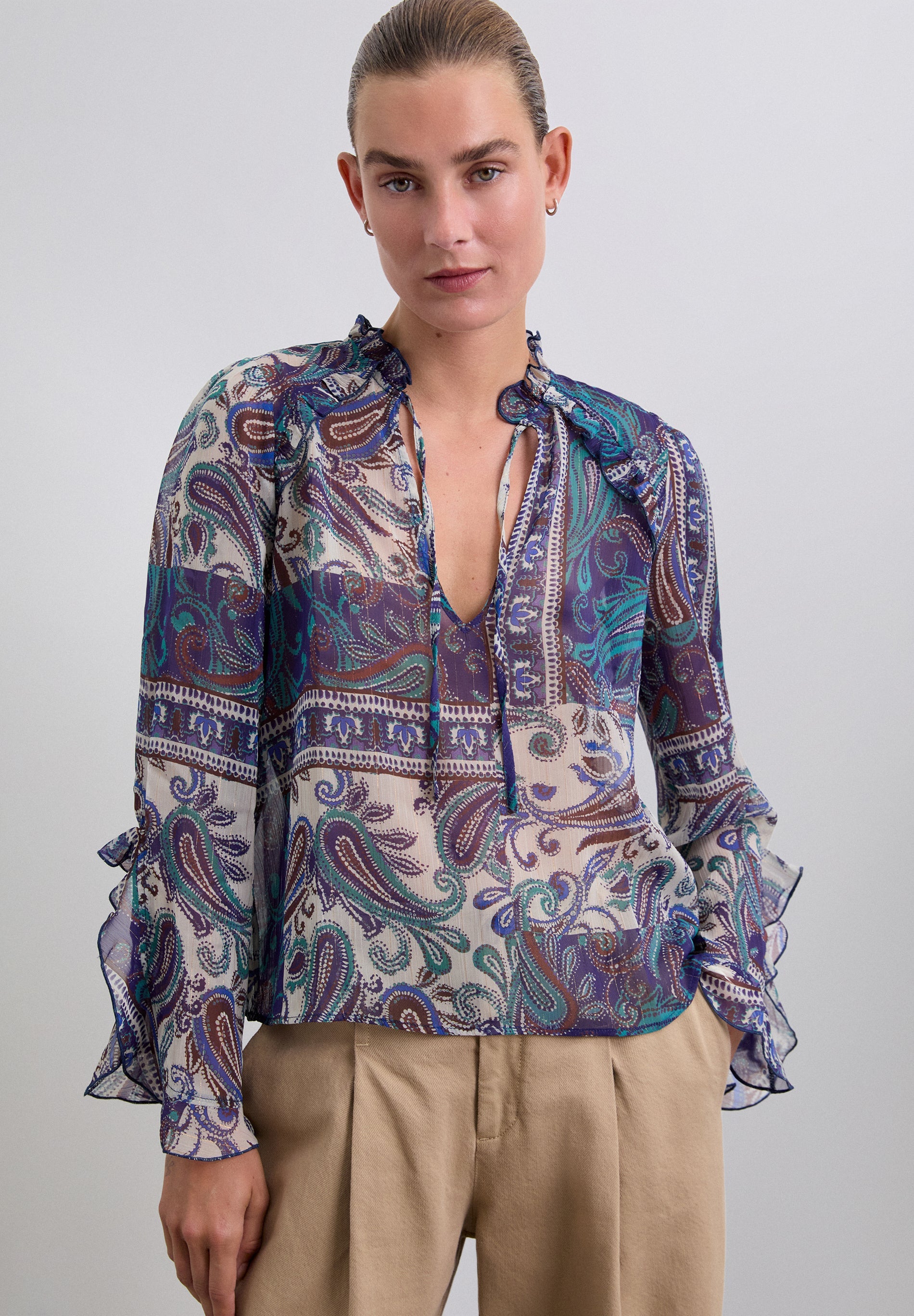 PAISLEY SEMI-SHEER BLOUSE