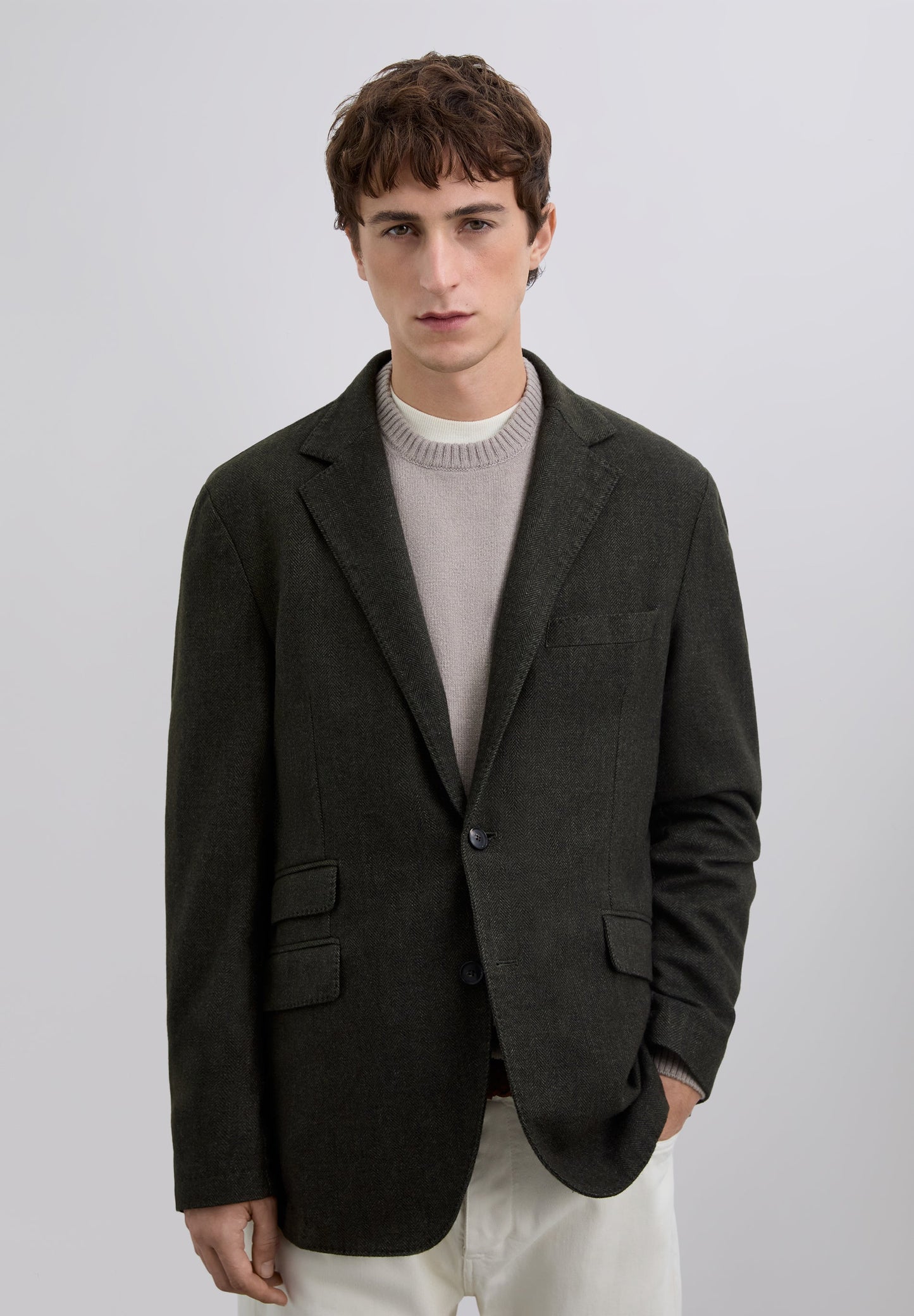 HERRINGBONE WOOL BLAZER