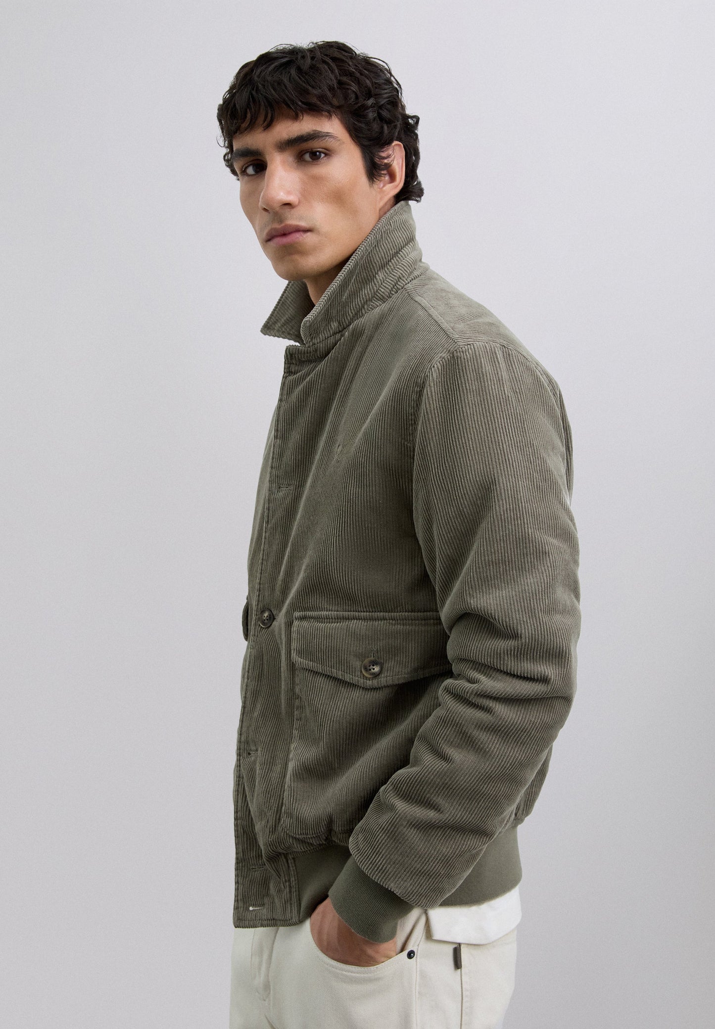 CORDUROY BOMBER JACKET WITH SKULL