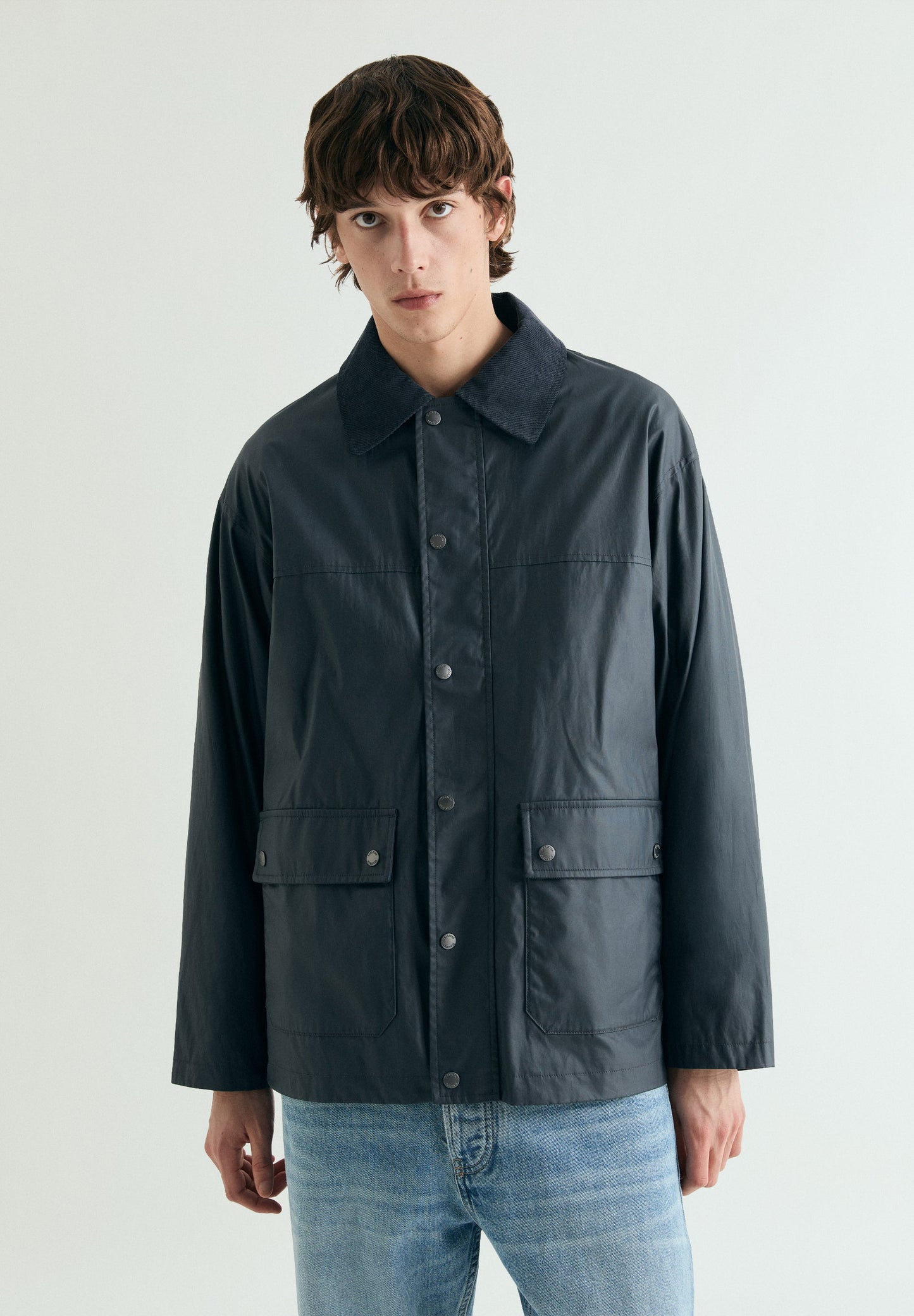 WAXED JACKET WITH SNAP BUTTONS