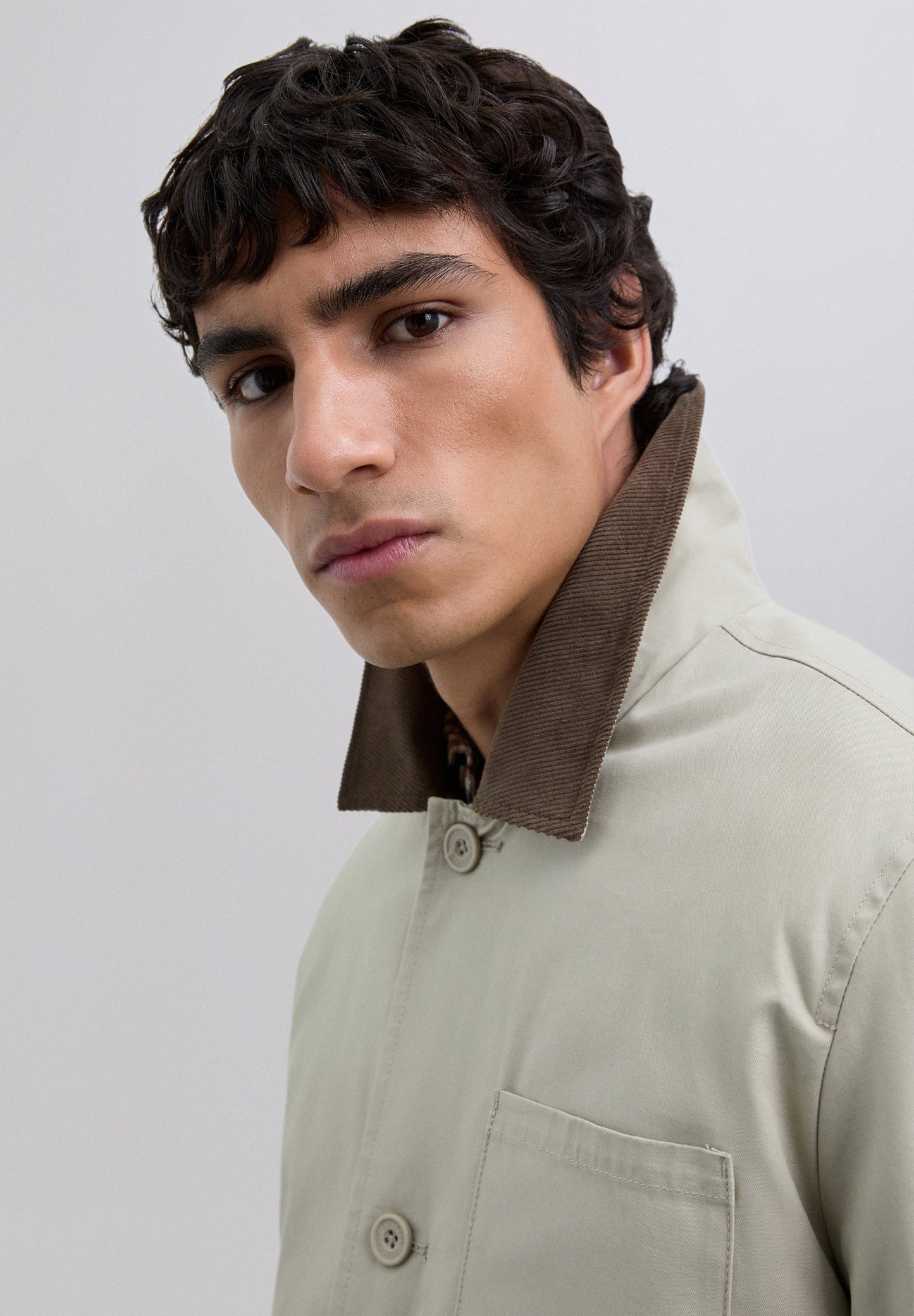 CONTRAST JACKET WITH CORDUROY COLLAR