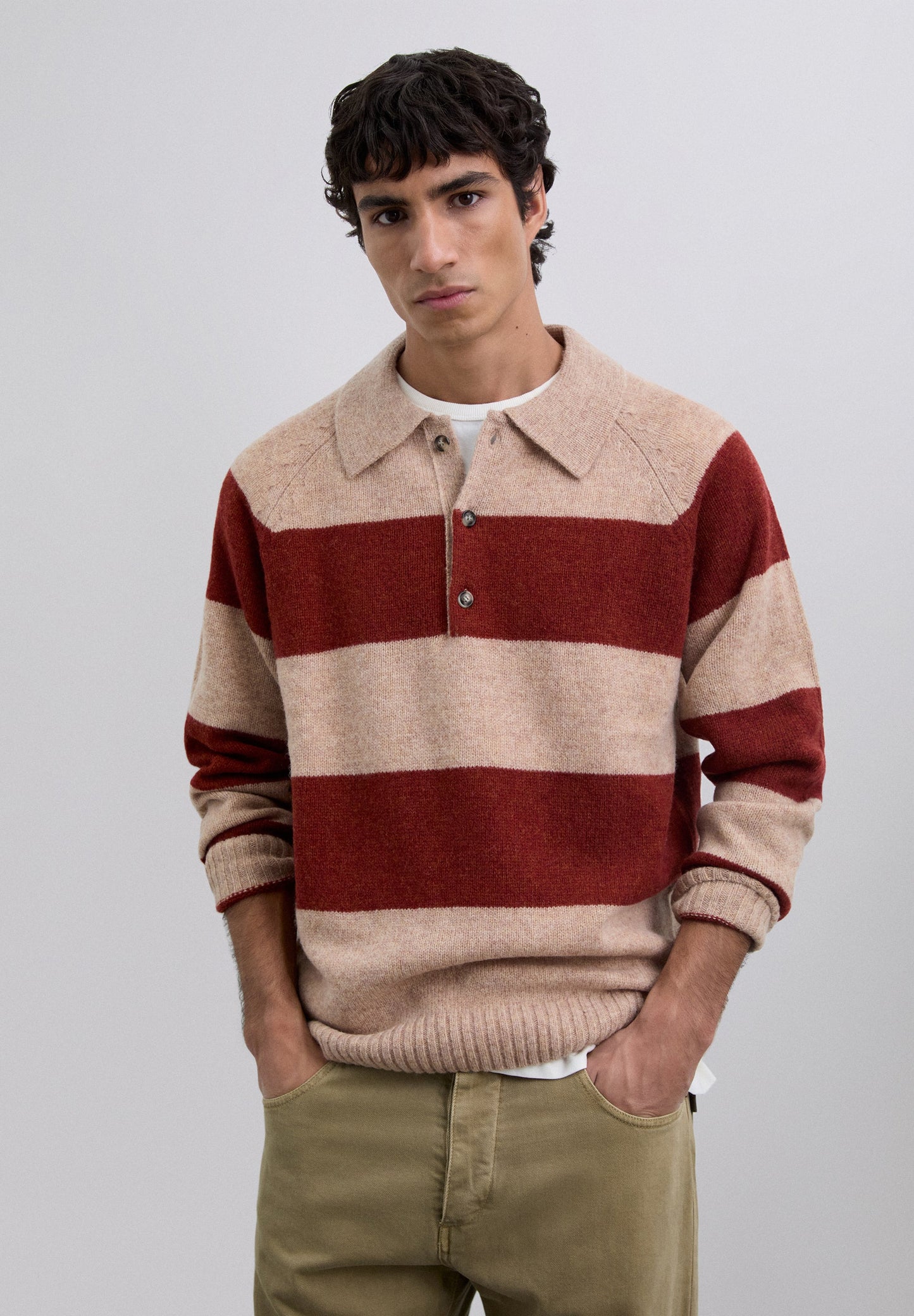 STRIPED POLO SWEATER