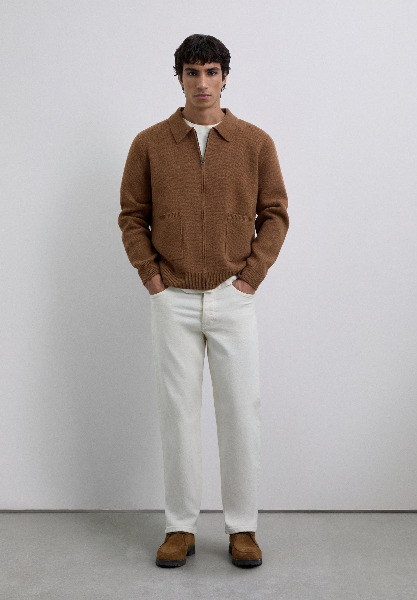 MERINO WOOL ZIP-UP CARDIGAN