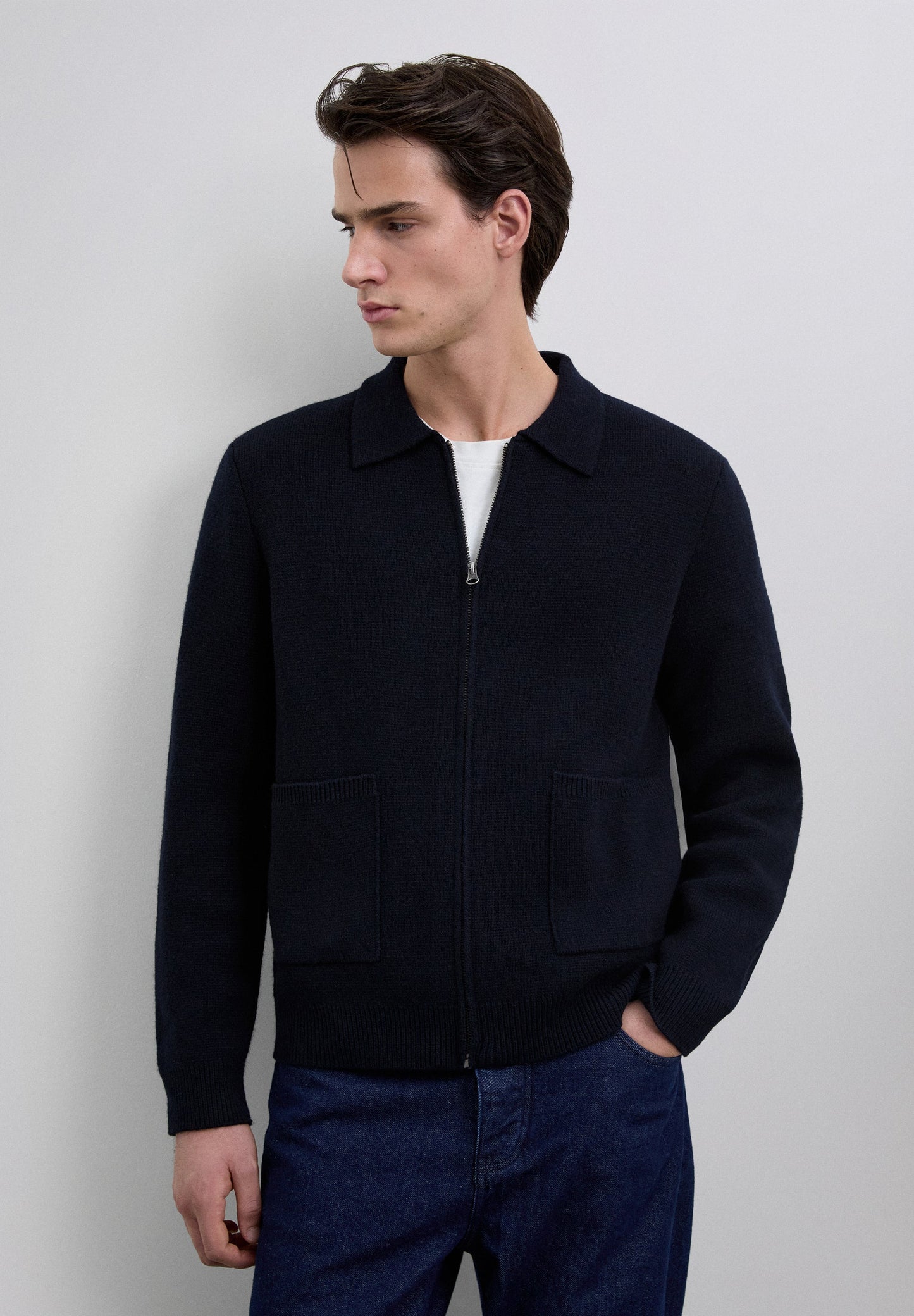 MERINO WOOL ZIP-UP CARDIGAN
