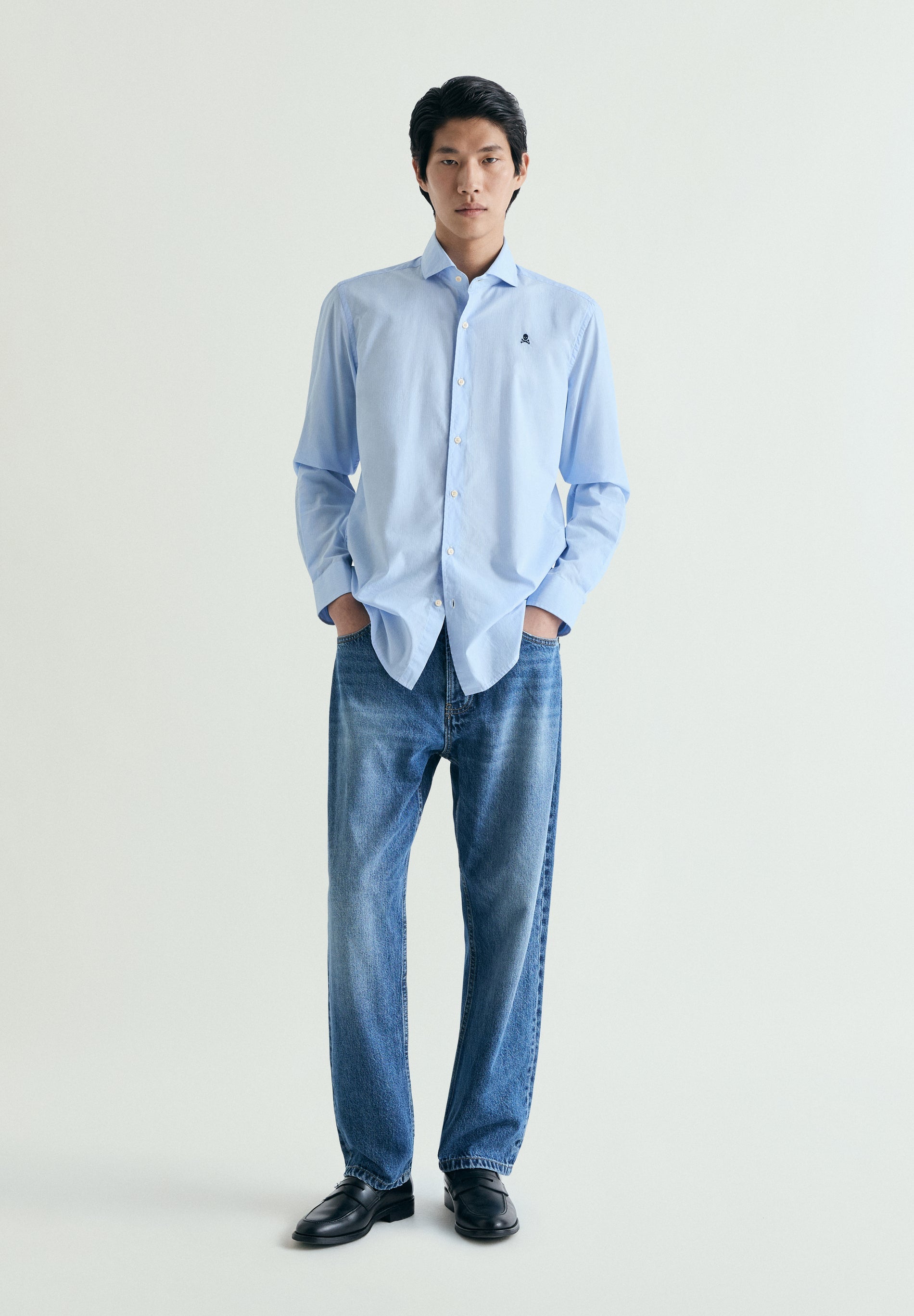 STRIPED SHIRT WITH CONTRAST EMBROIDERY