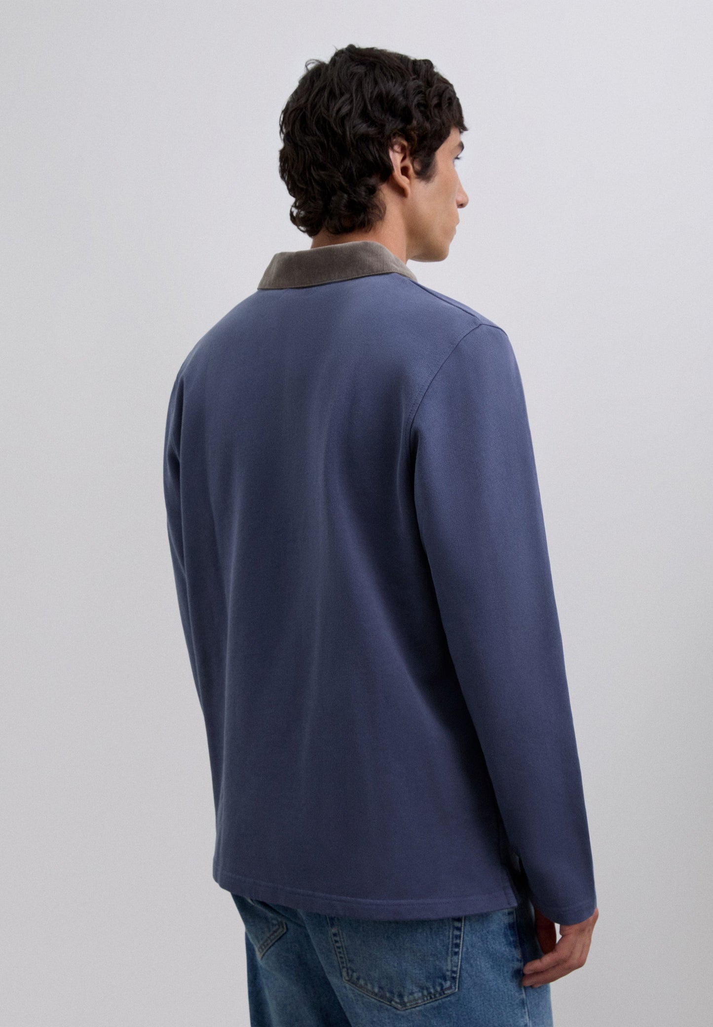 EMBROIDERED POLO SHIRT WITH CORDUROY COLLAR