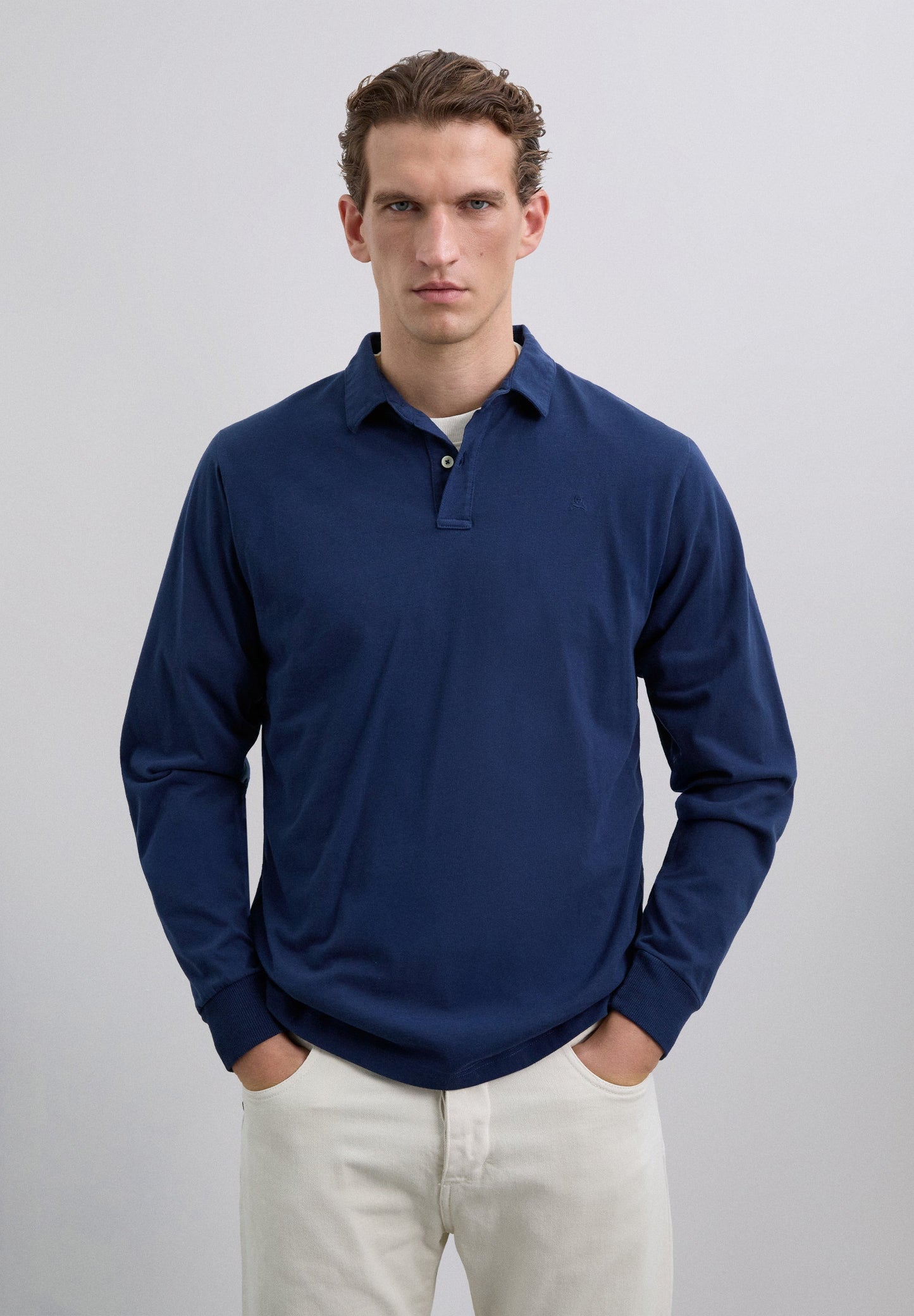 LONG SLEEVE POLO SHIRT WITH SKULL