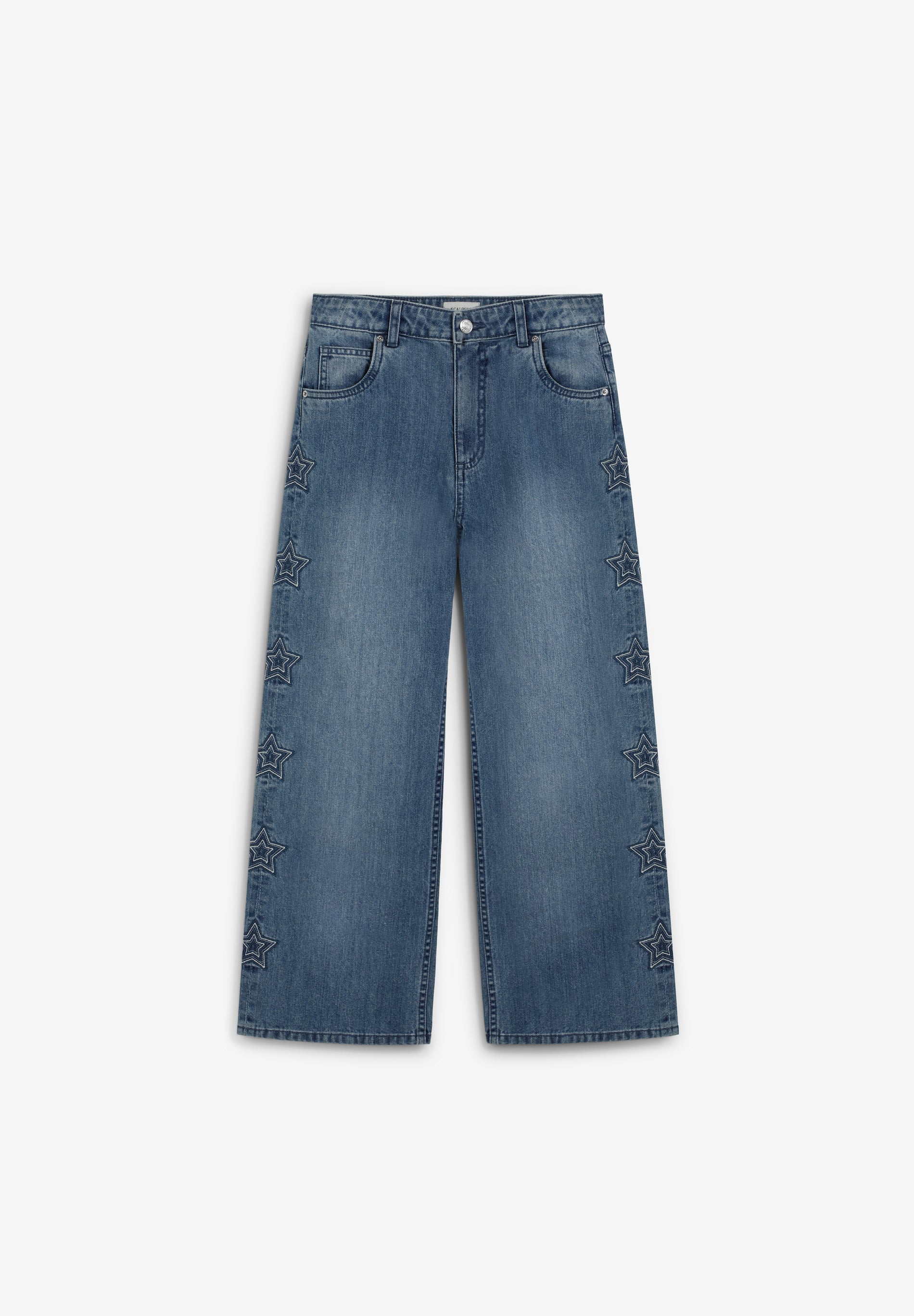 WIDE LEG TROUSERS WITH EMBROIDERED STARS