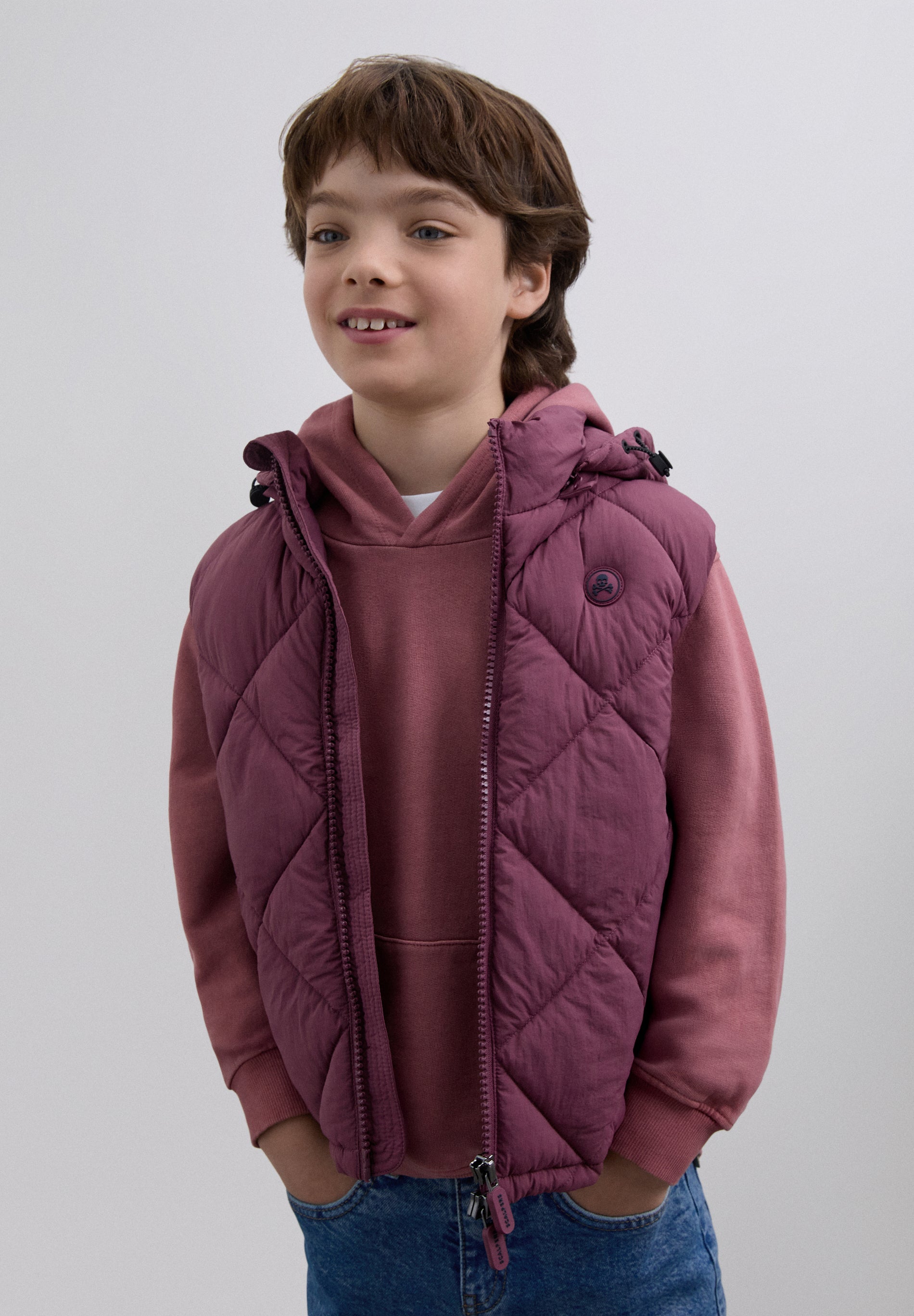 SKULL PUFFER VEST WITH HOOD