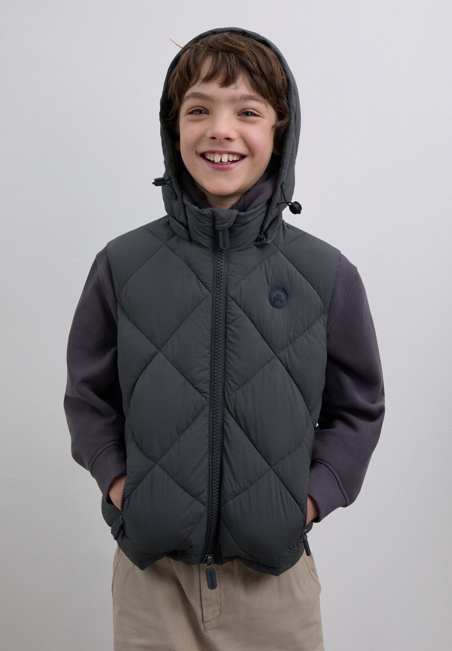 SKULL PUFFER VEST WITH HOOD