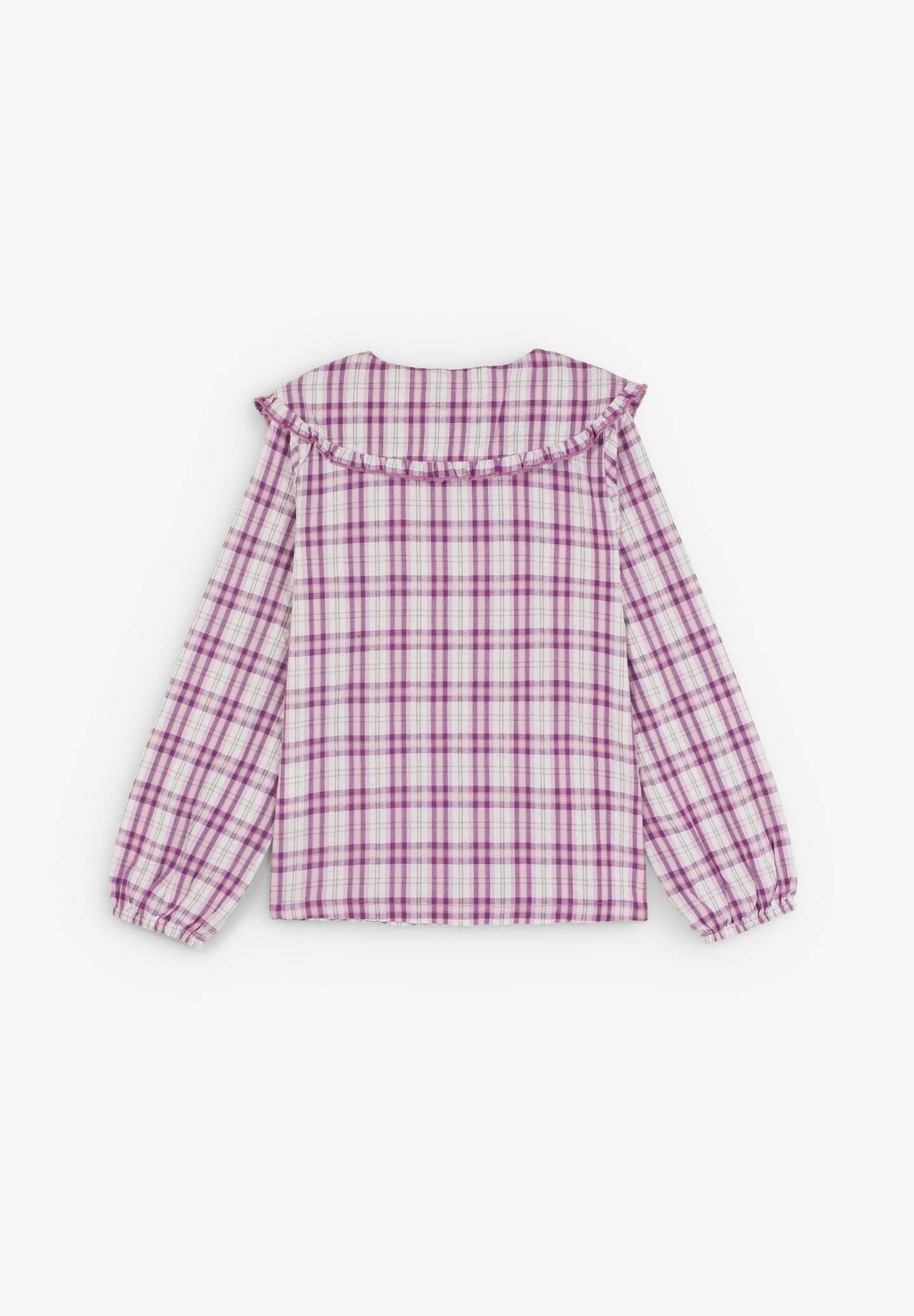 RUFFLE COLLAR GINGHAM SHIRT