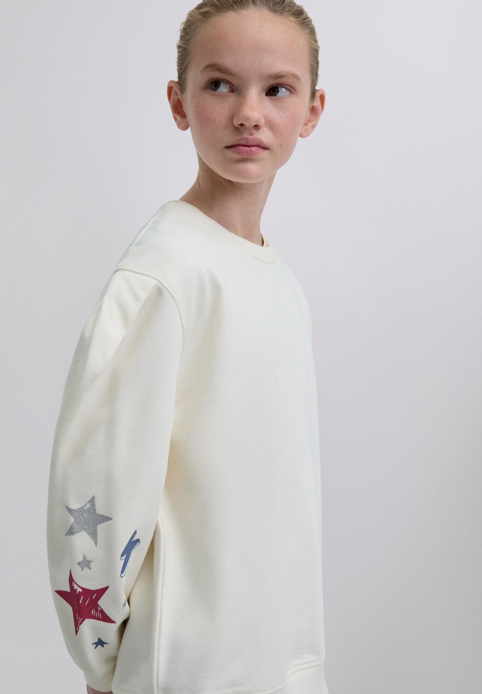 PRINTED PUFF SLEEVE SWEATSHIRT