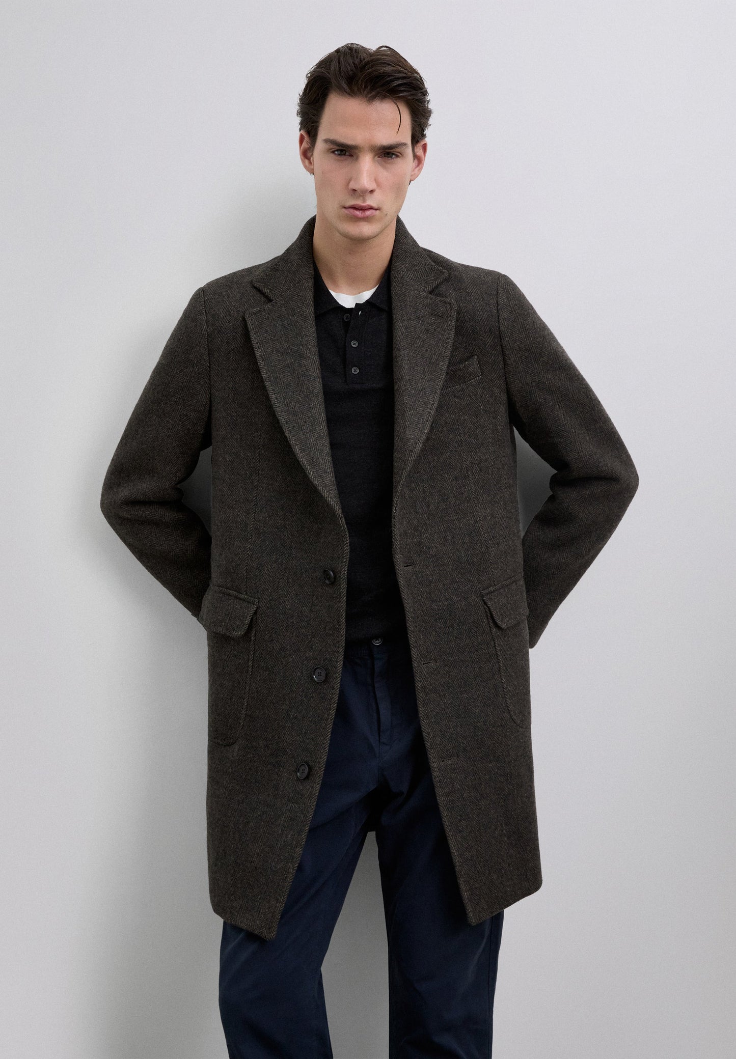 HERRINGBONE WOOL COAT