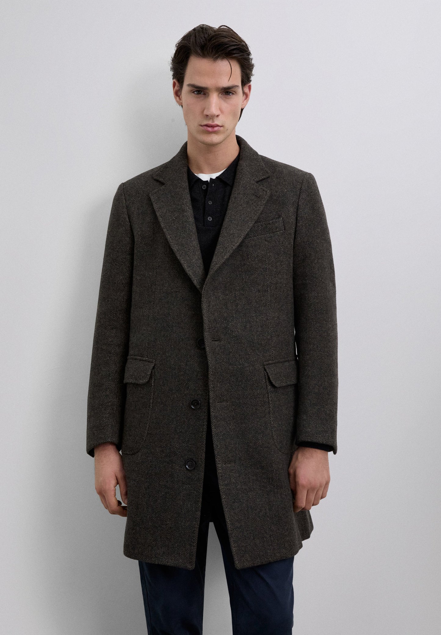 HERRINGBONE WOOL COAT