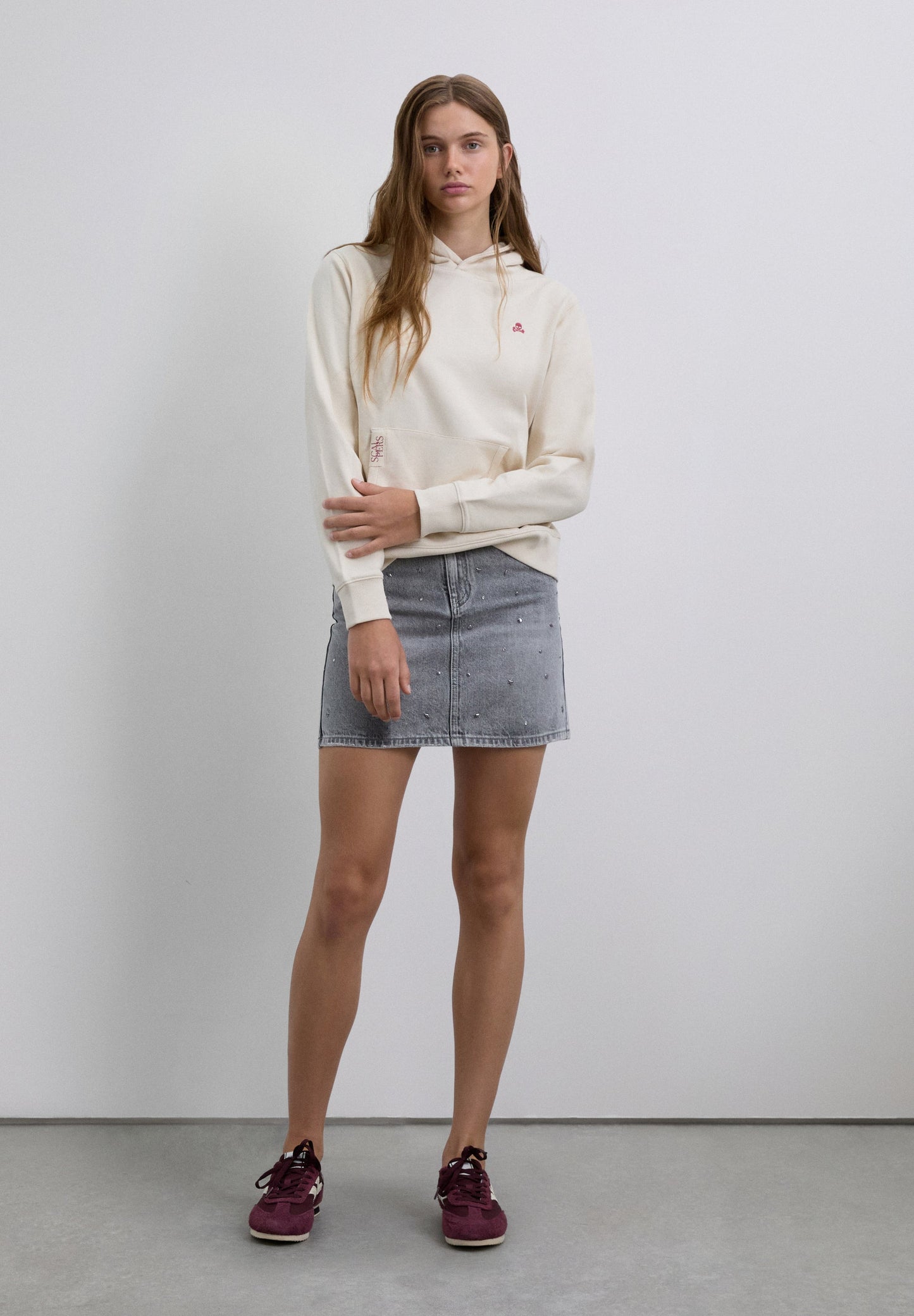 DENIM MINI SKIRT WITH STUDS