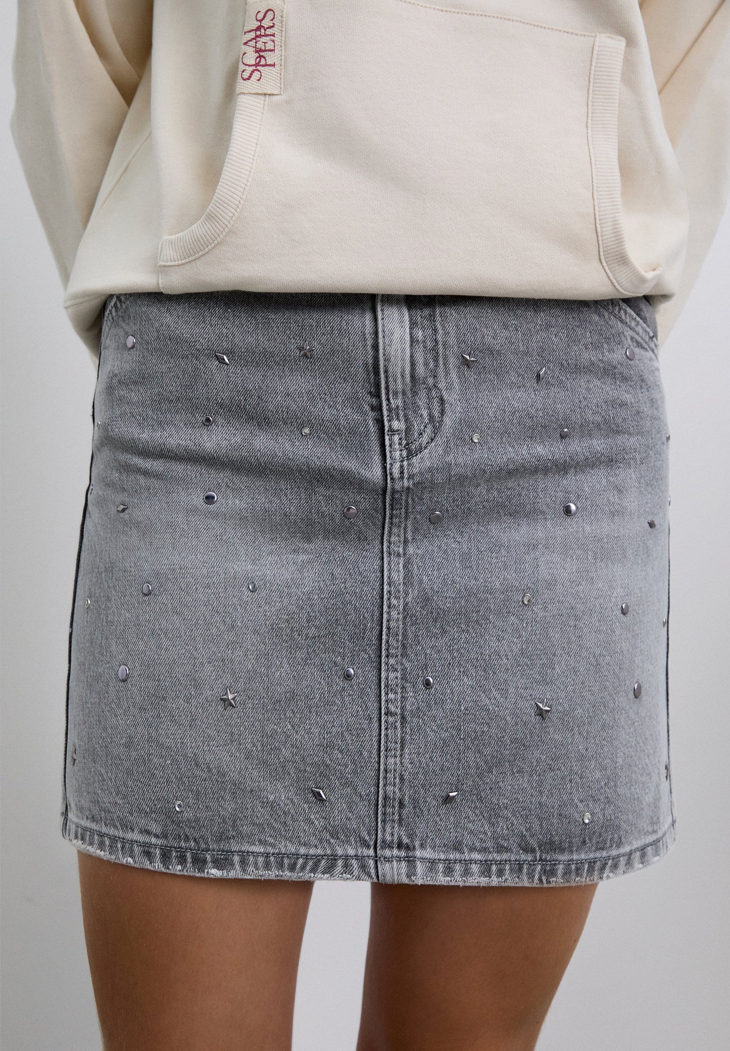 DENIM MINI SKIRT WITH STUDS