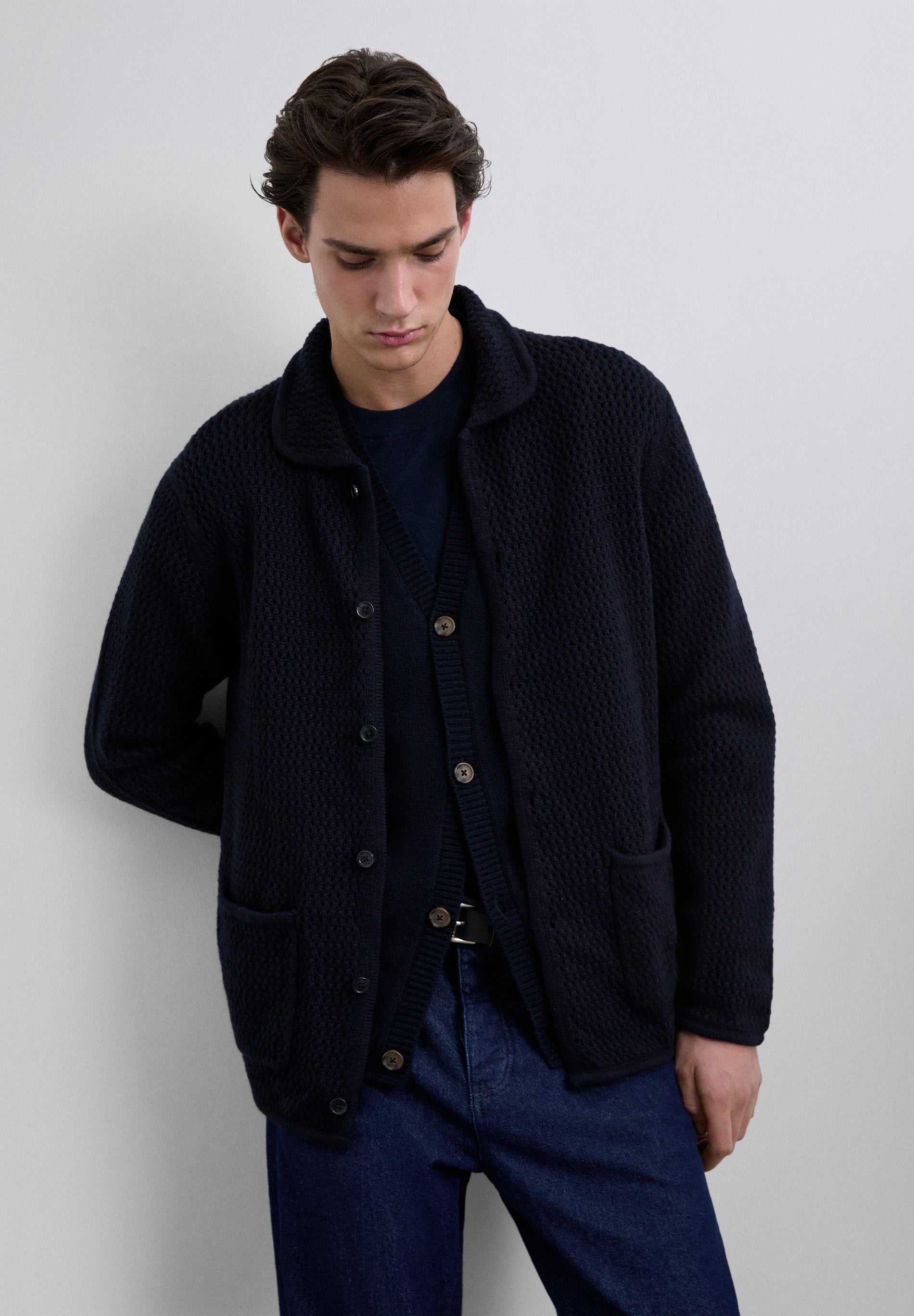 COLLARED WOOL CARDIGAN