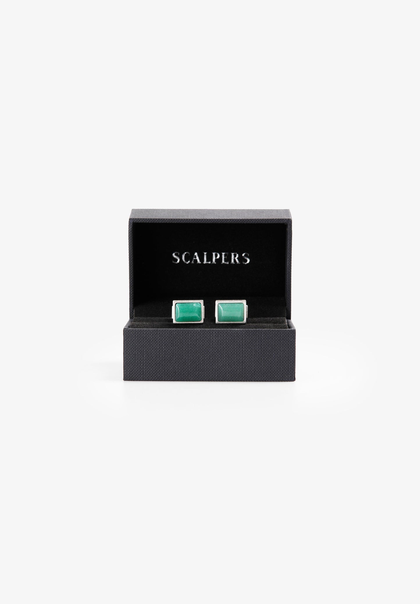 SILVER NATURAL STONE CUFFLINKS