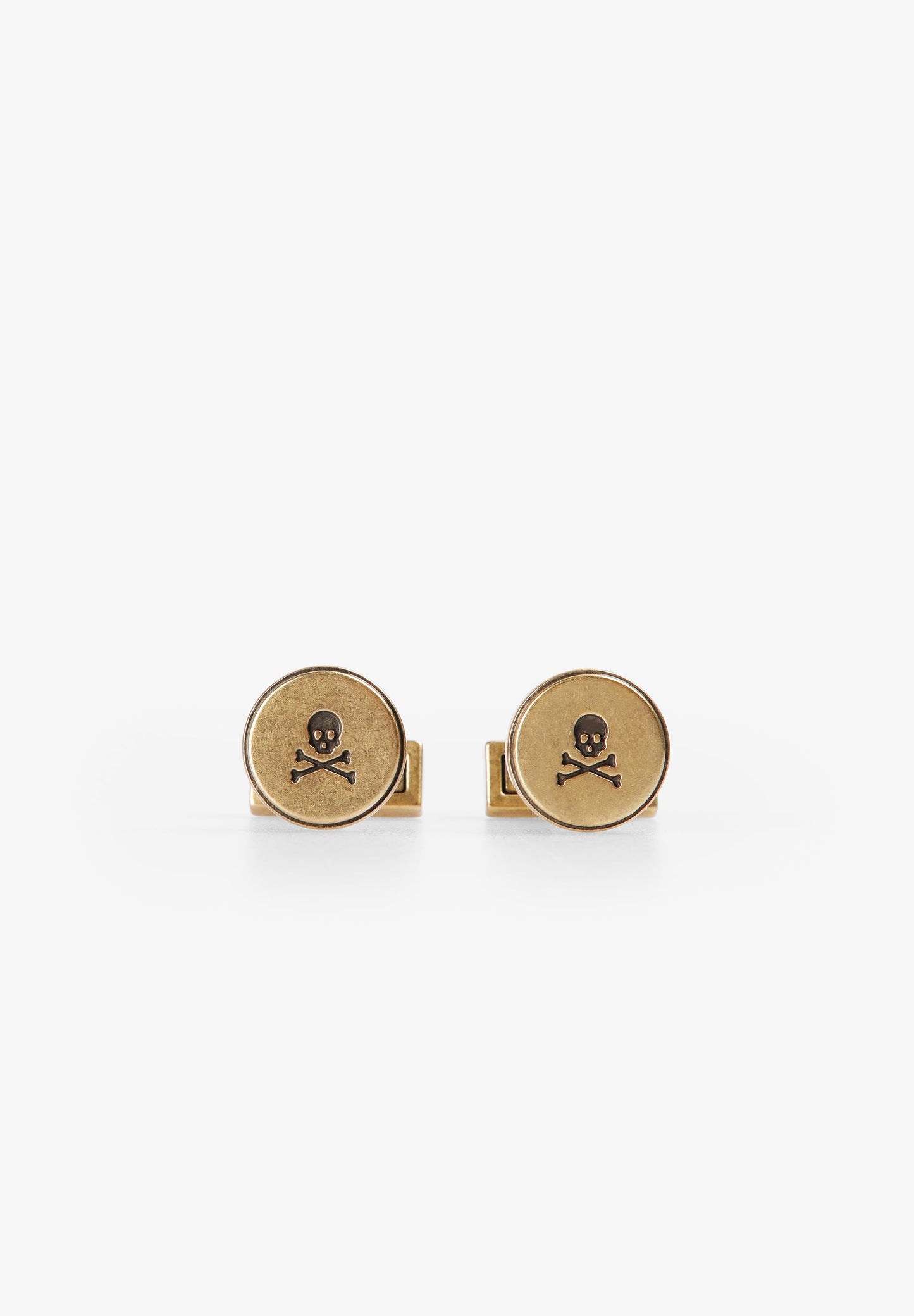 ENGRAVED SKULL BRASS CUFFLINKS