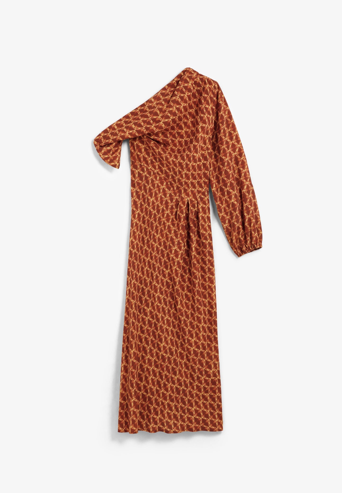 PRINTED ASYMMETRIC NECKLINE DRESS