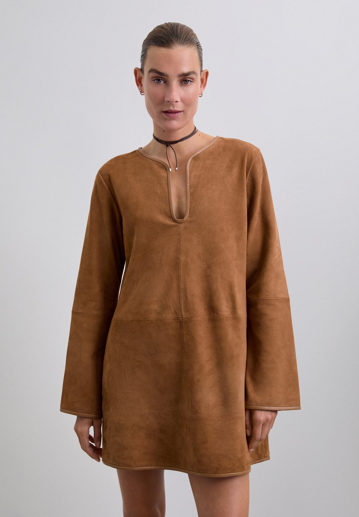 SUÈDE LEREN MINI-JURK