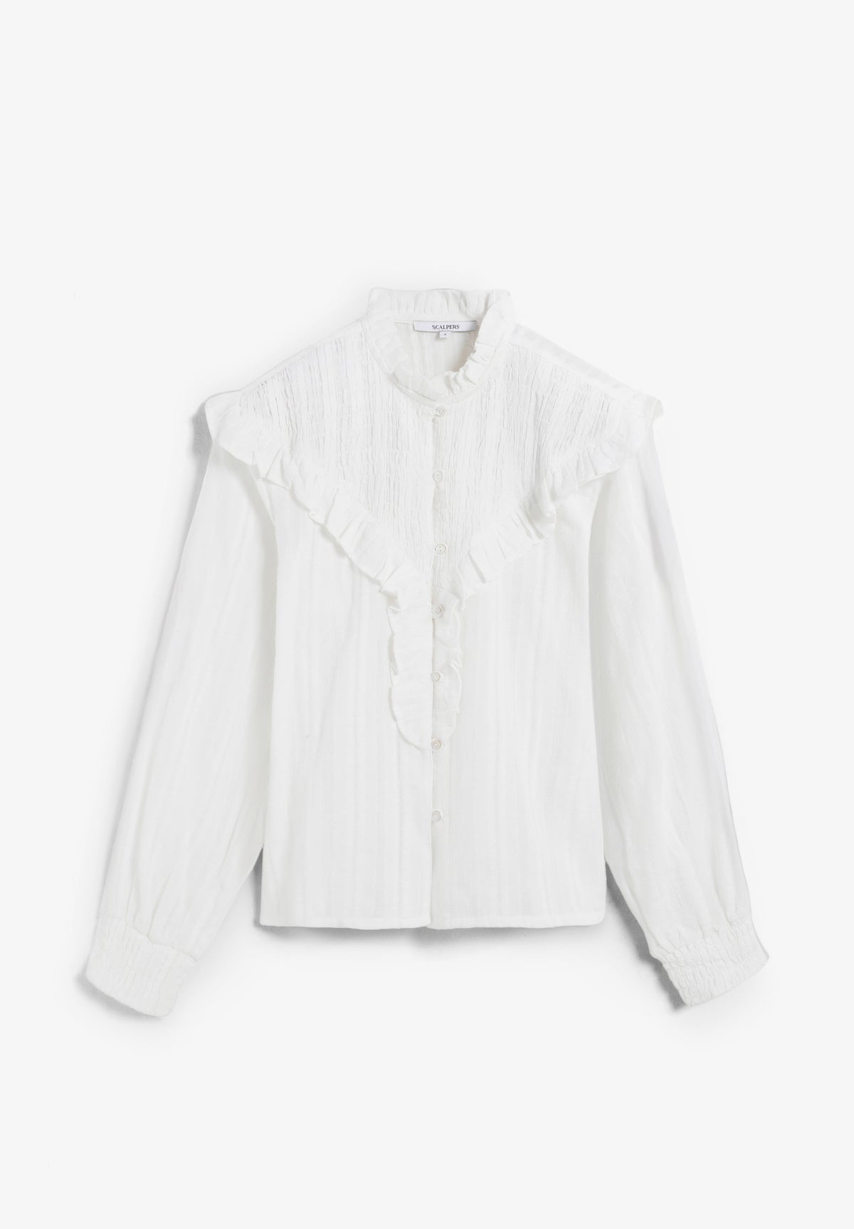 RUCHED BLOUSE WITH RUFFLES.