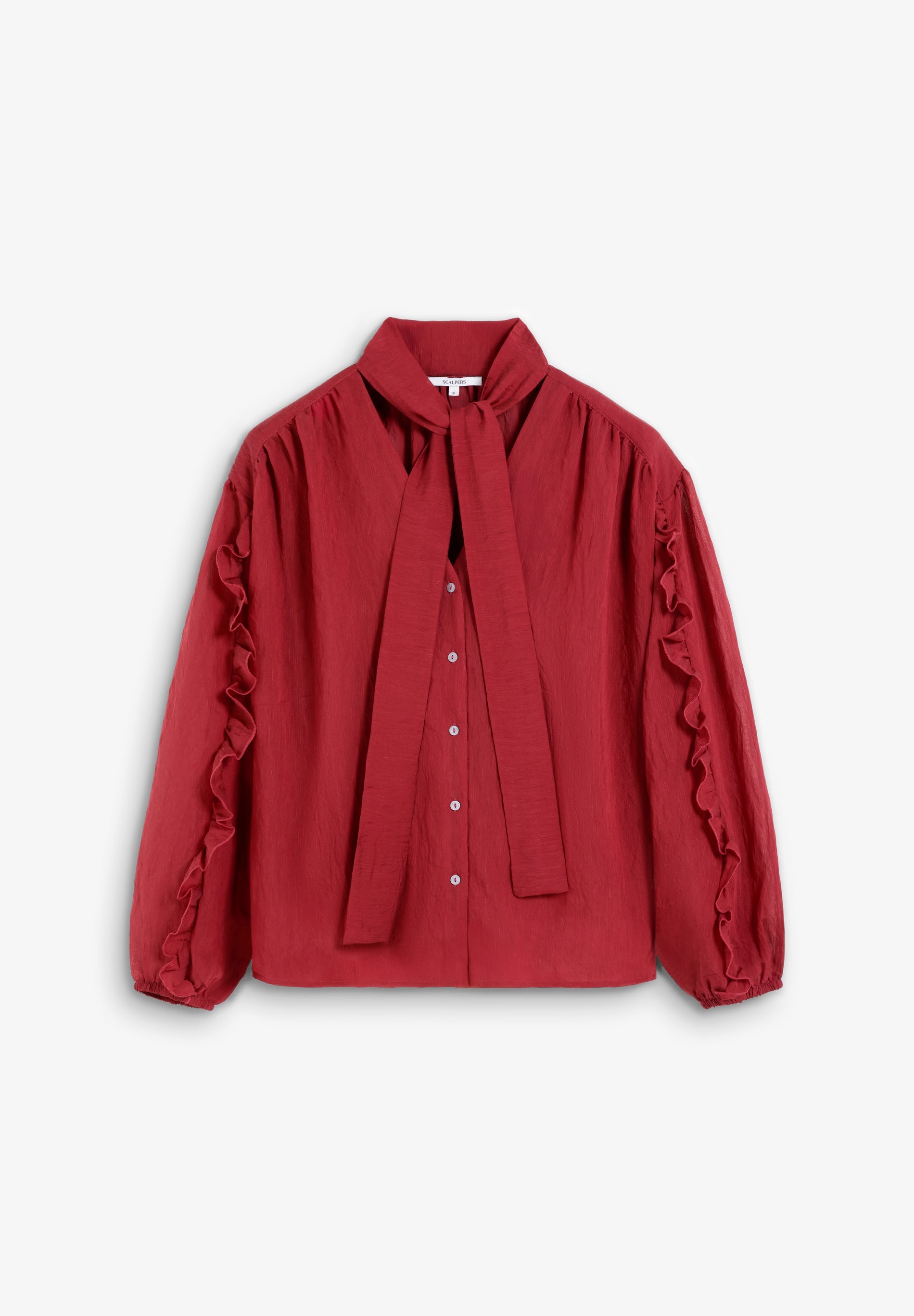 GATHERED BLOUSE WITH TIE DETAIL