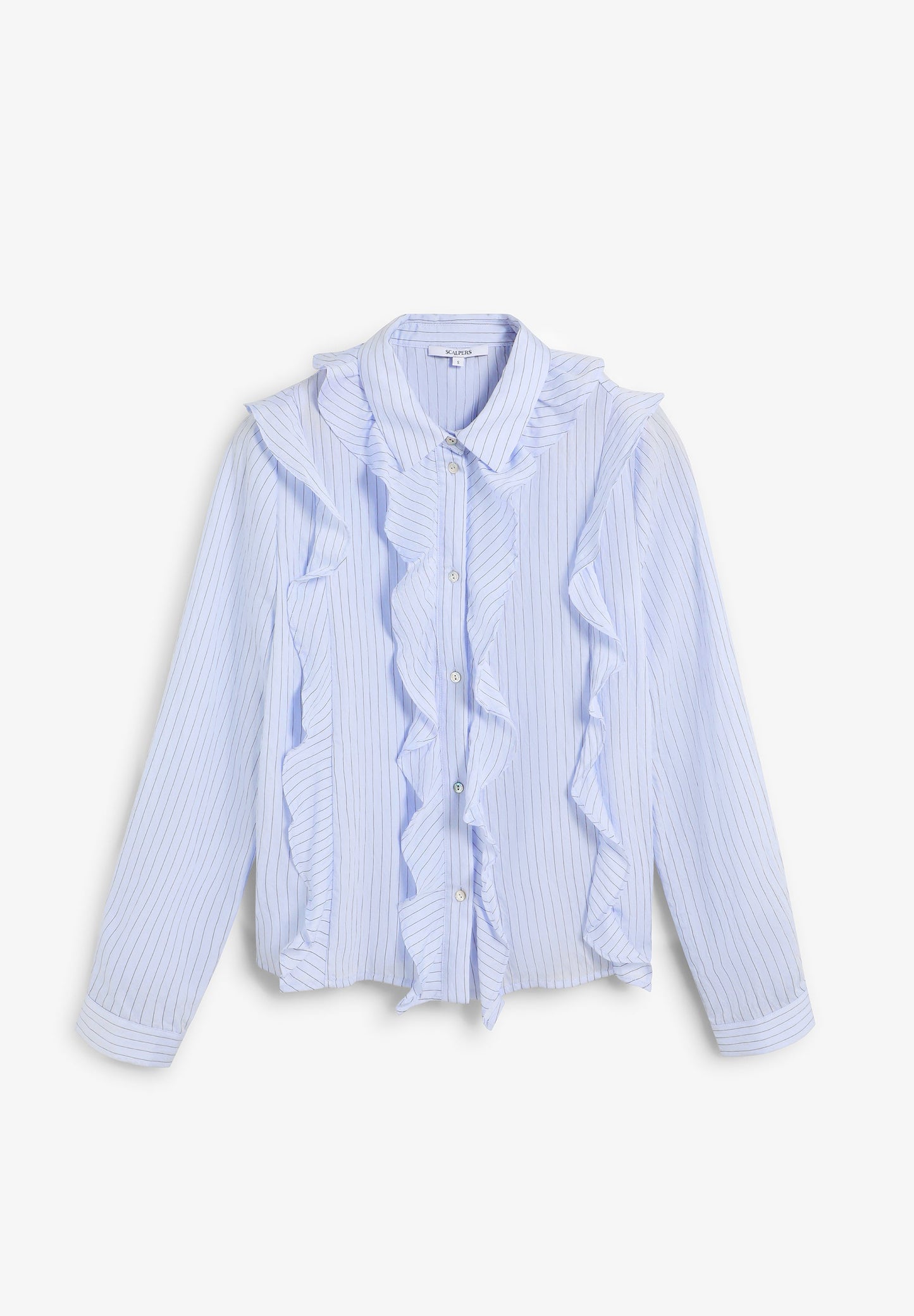 PINSTRIPE SHIRT WITH RUFFLES